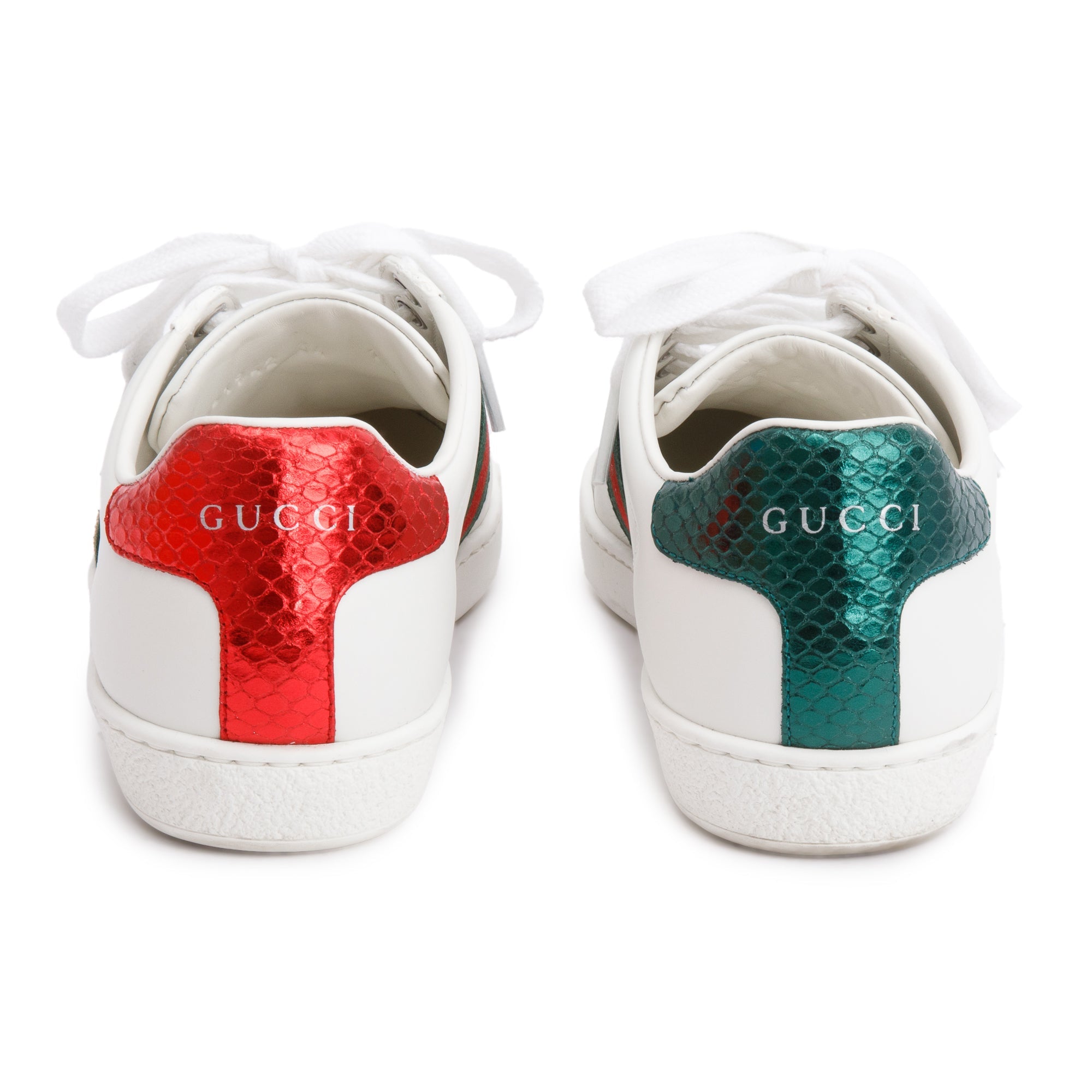 Gucci White Leather Web Ace Sneakers, Size 34 w/ Box