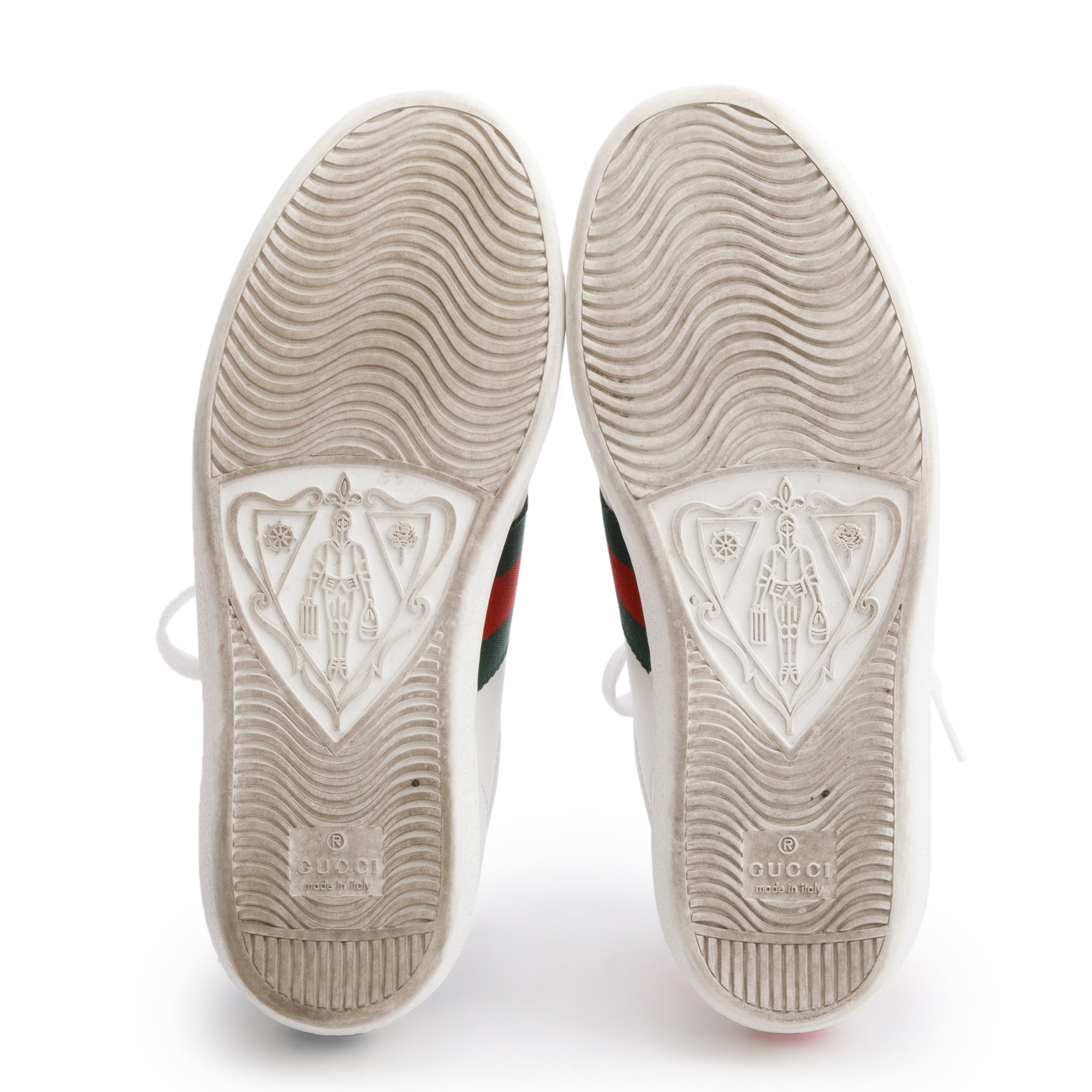Gucci White Leather Web Ace Sneakers, Size 34 w/ Box
