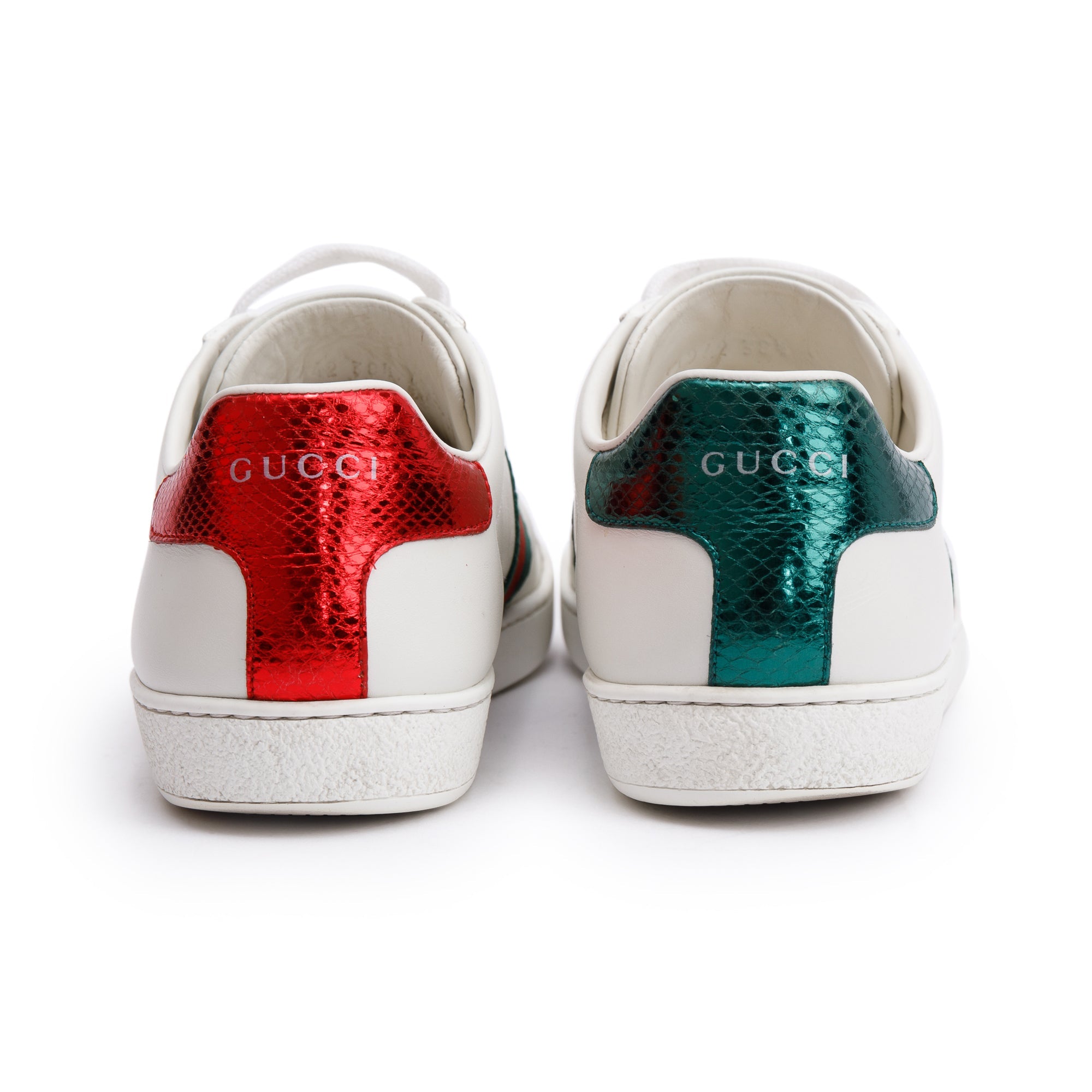 Gucci White Leather Web Ace Sneakers, Size 38.5