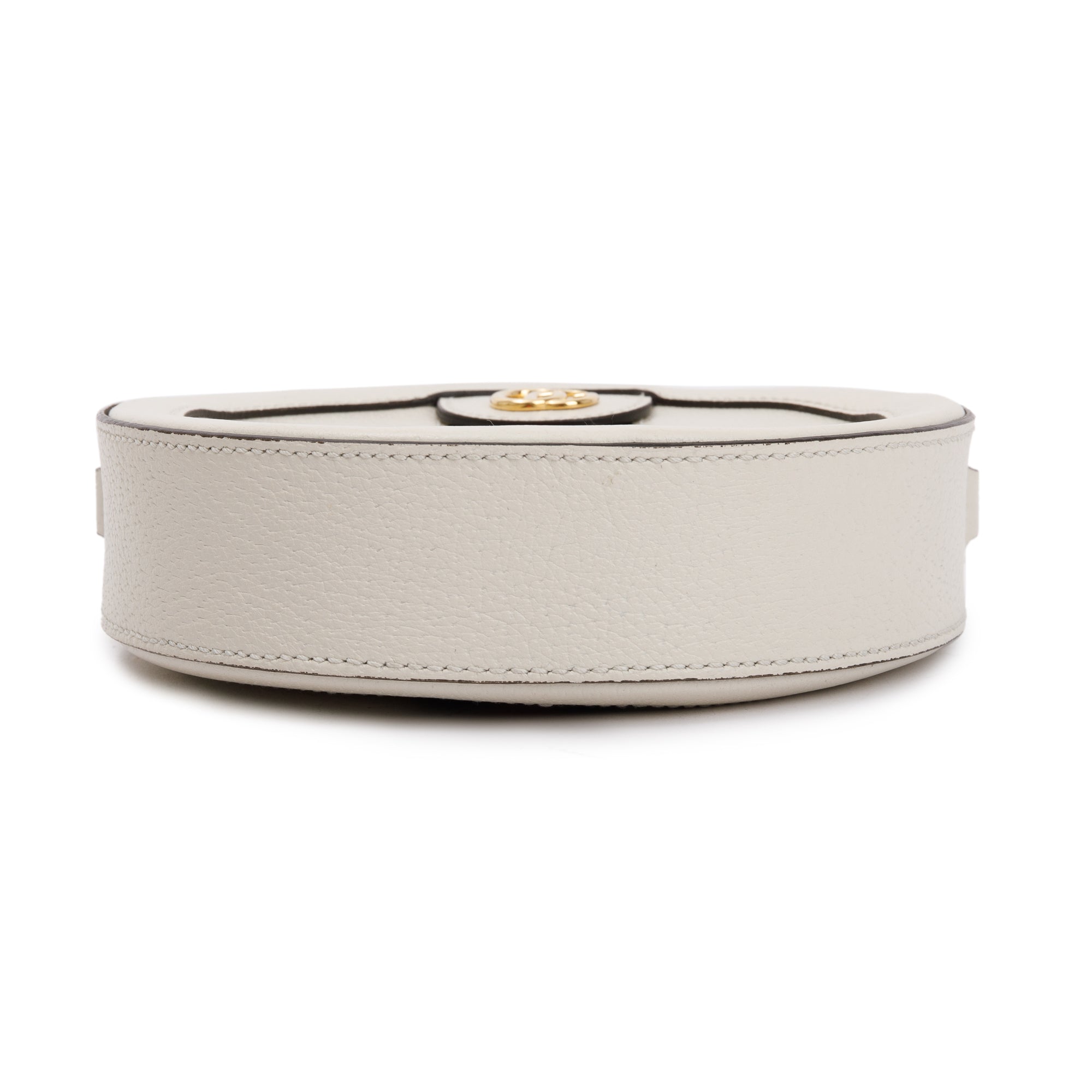 Gucci White Leather Web Ophidia Mini Round Shoulder Bag