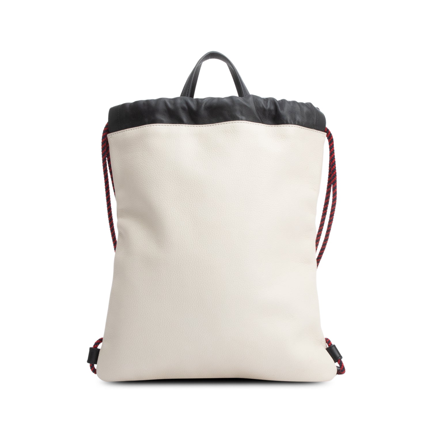 Gucci White Logo Print Web Calfskin Leather Medium Drawstring Backpack with Pouch