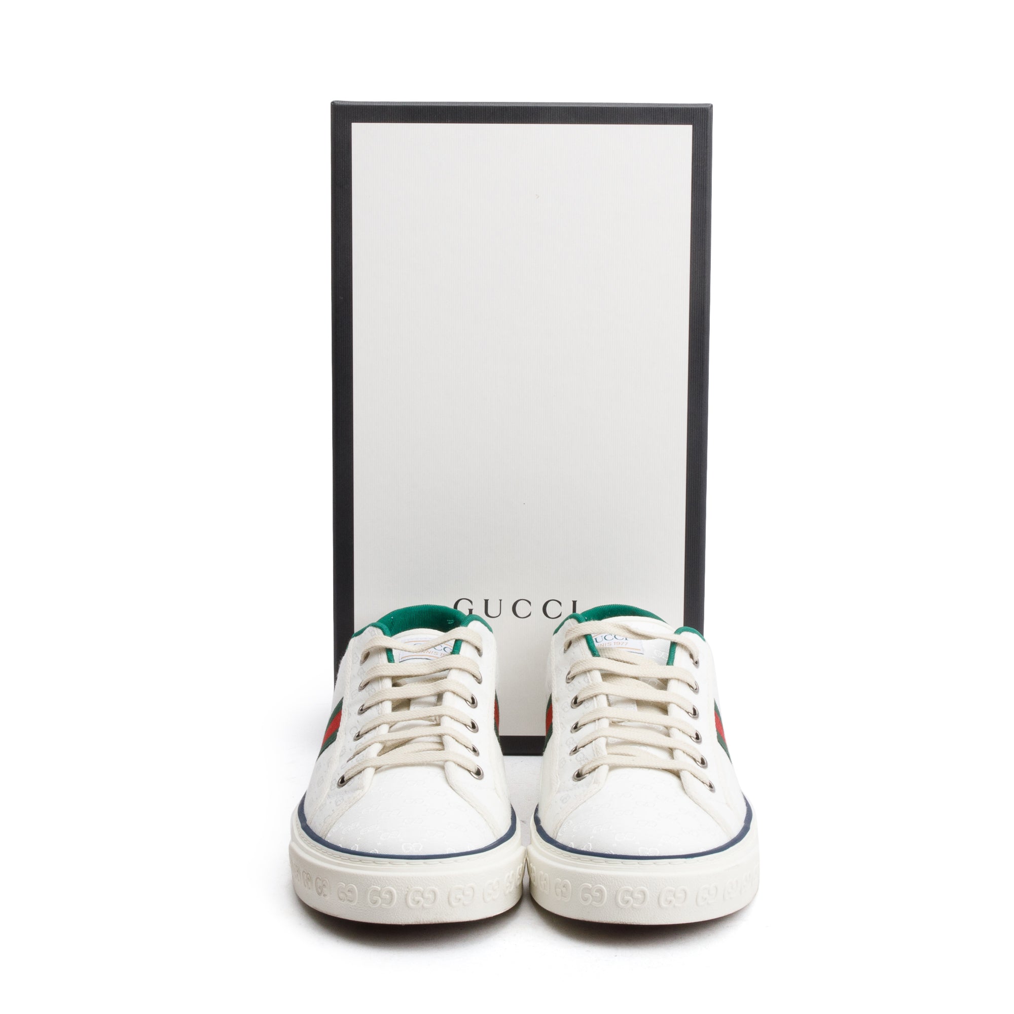 Gucci White Micro GG Canvas Web Men's Tennis 1977 Sneakers, Size 11.5 w/ Box