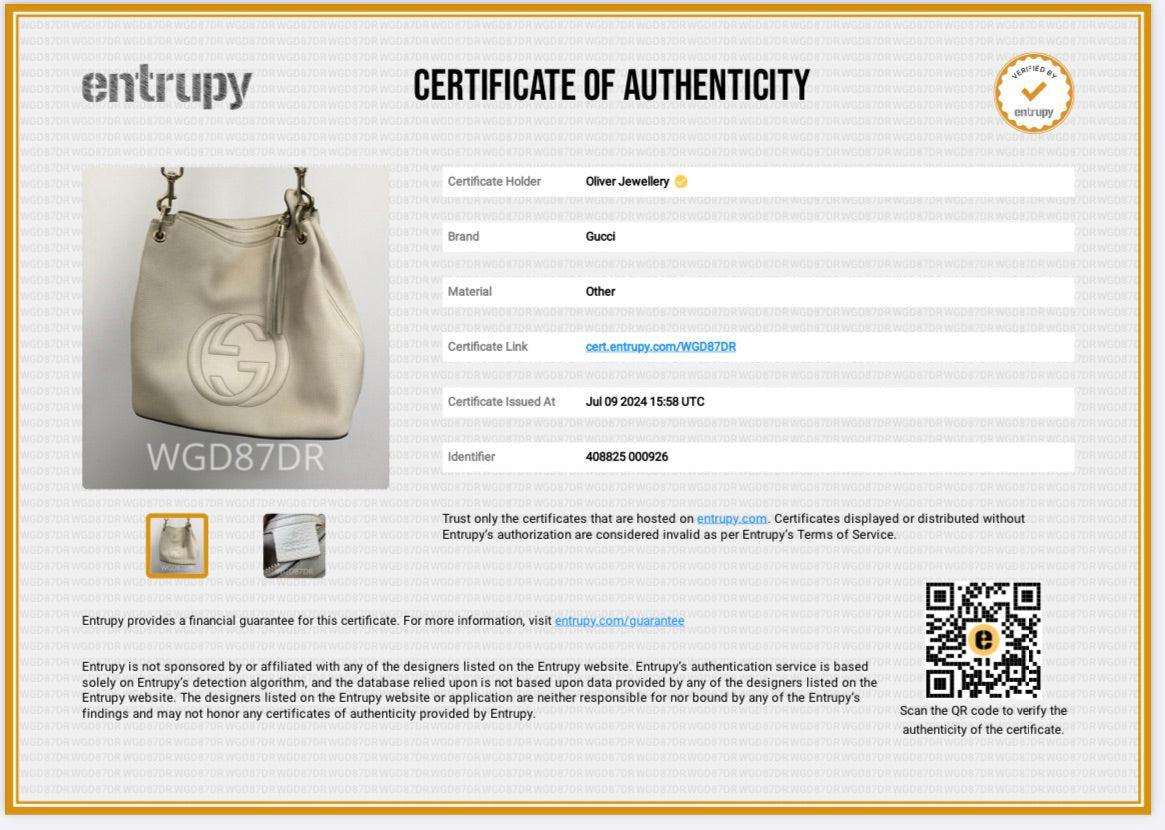 Gucci White Pebbled Calfskin Leather Convertible Soho Hobo Bag