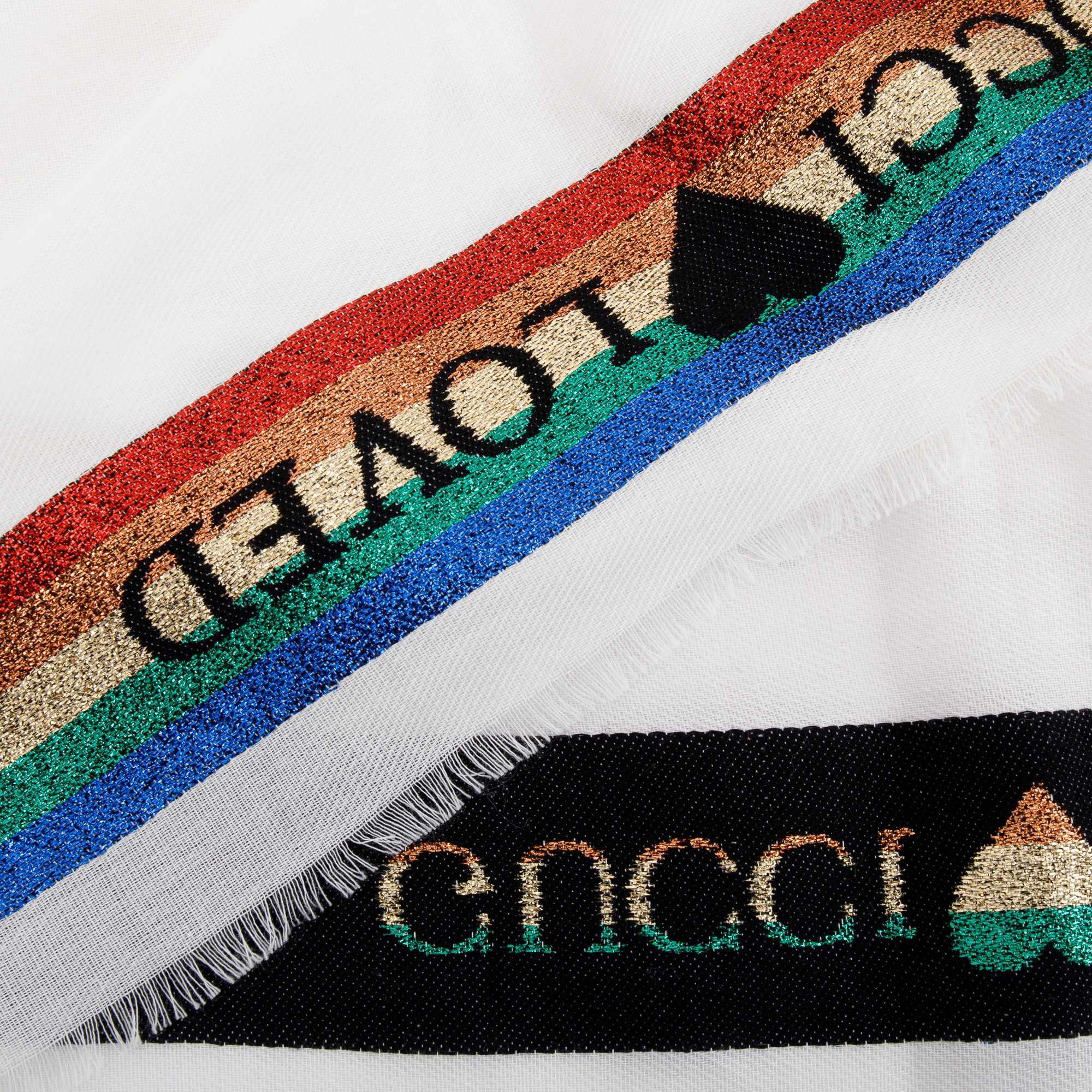 Gucci White Rainbow Striped Scarf w/ Box