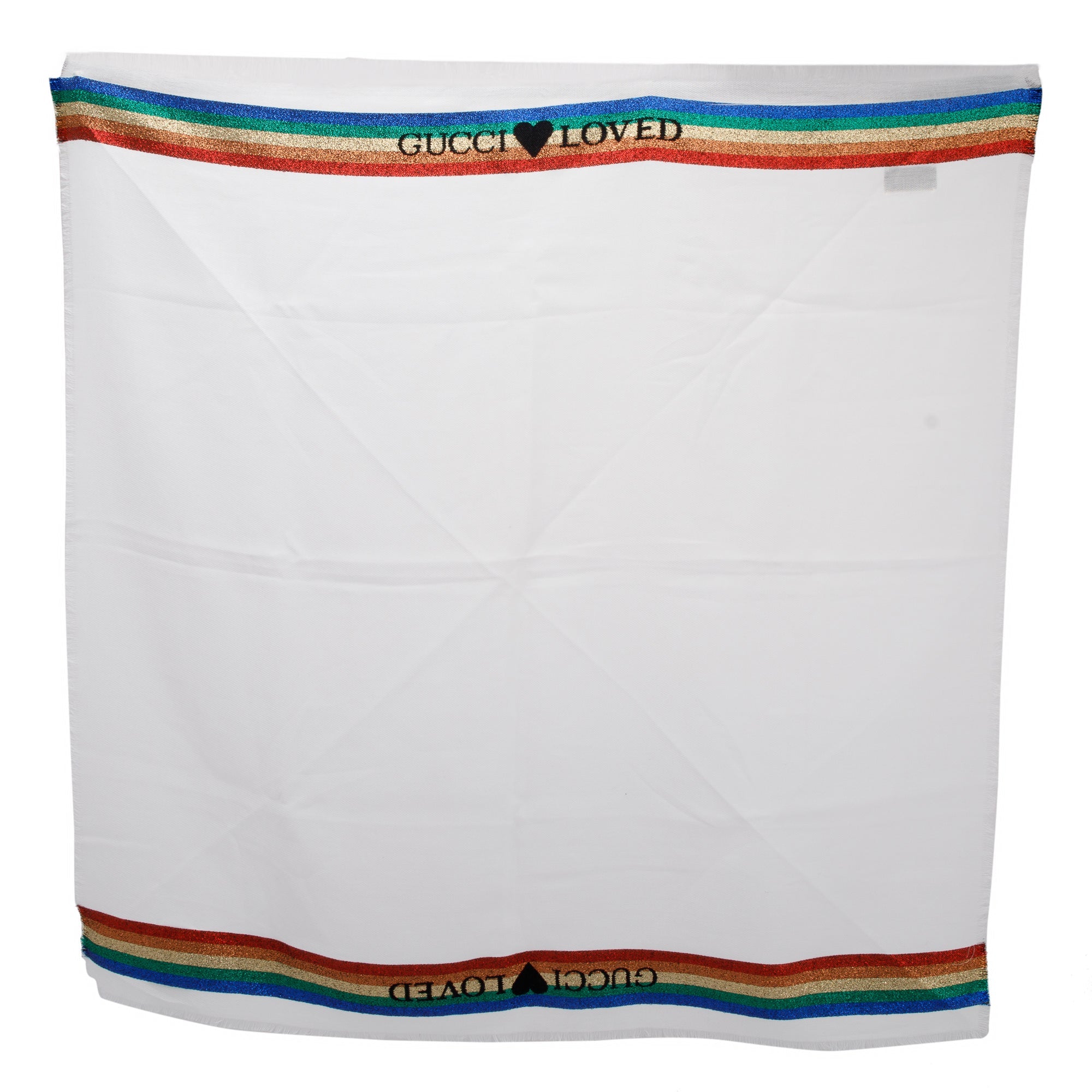 Gucci White Rainbow Striped Scarf w/ Box