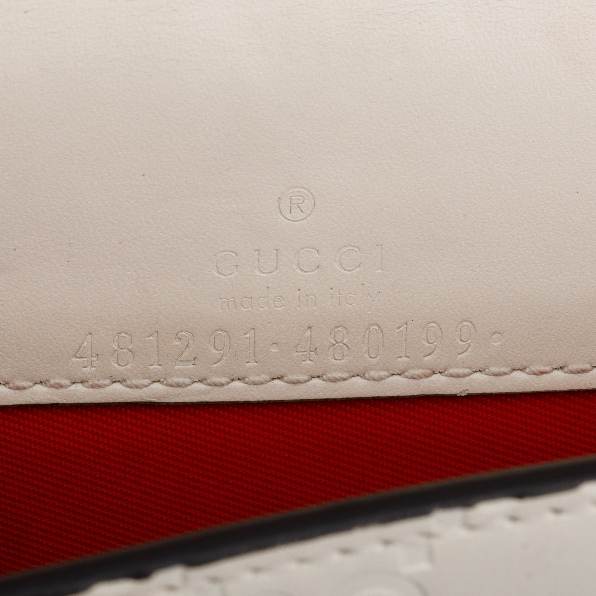 Gucci White Signature Leather Cherry Mini Wallet On Chain