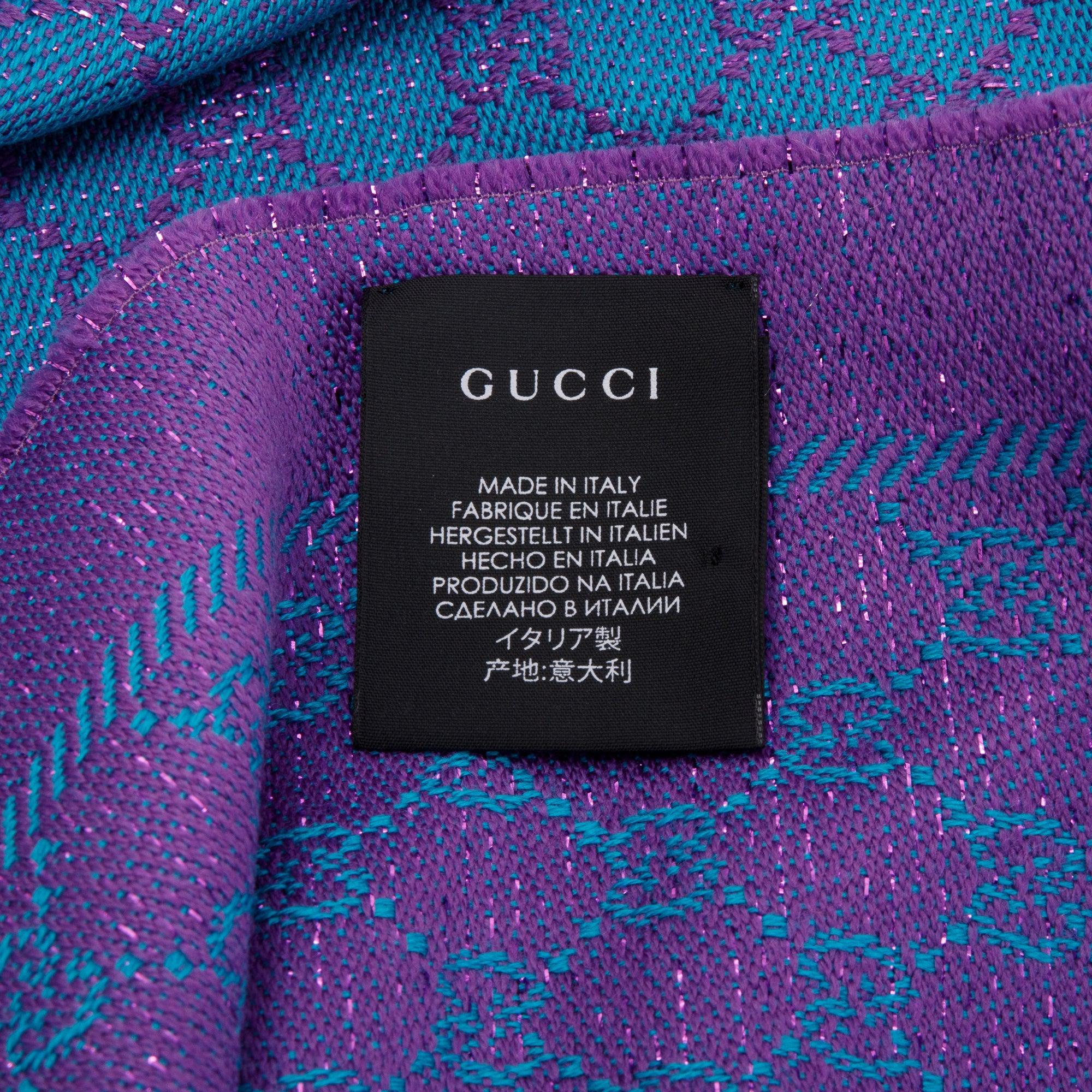 Gucci Wool Jacquard Monogram Reversible Scarf w/ Box
