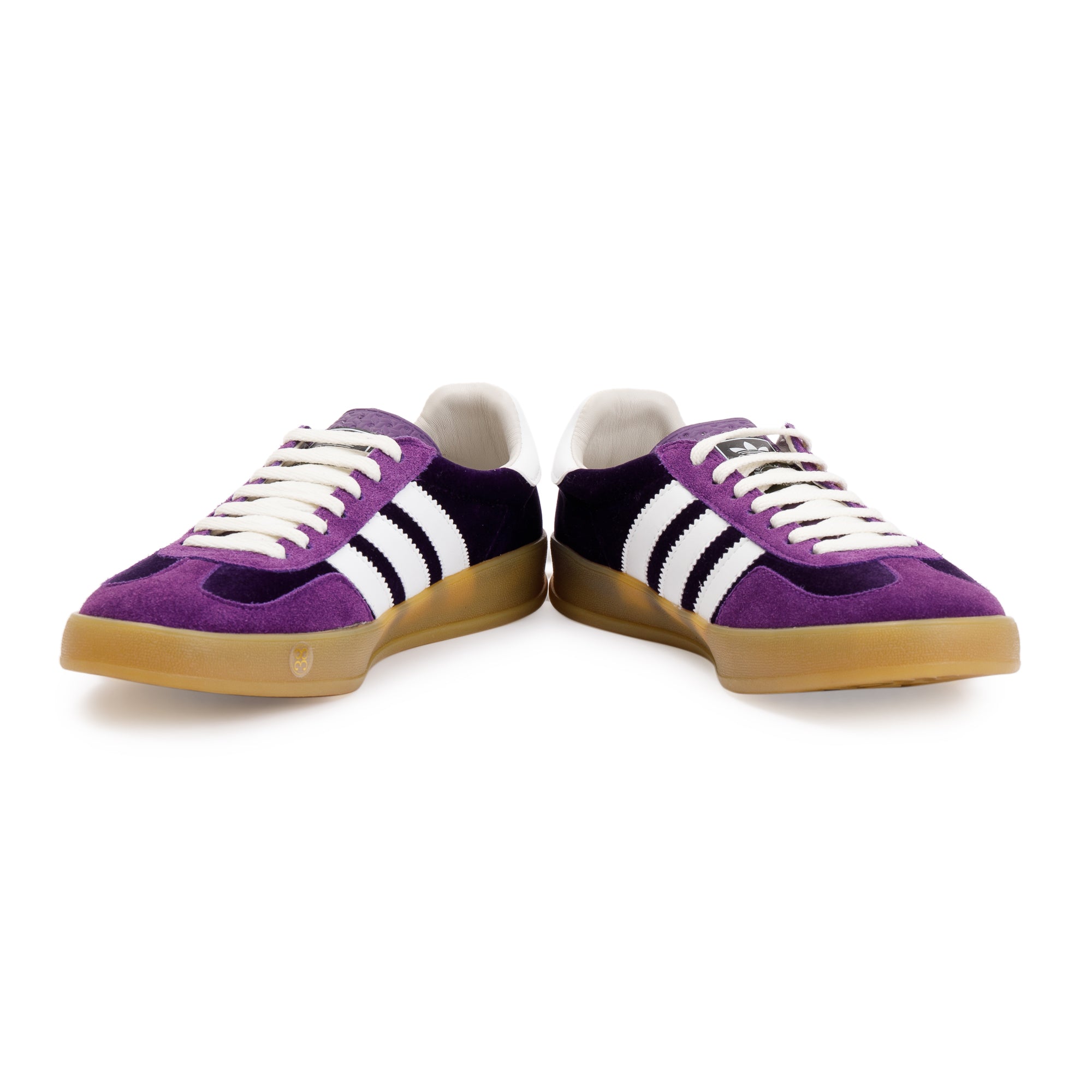 Gucci X Adidas Purple Velvet Gazelle Sneakers, Size 38 w/ Box
