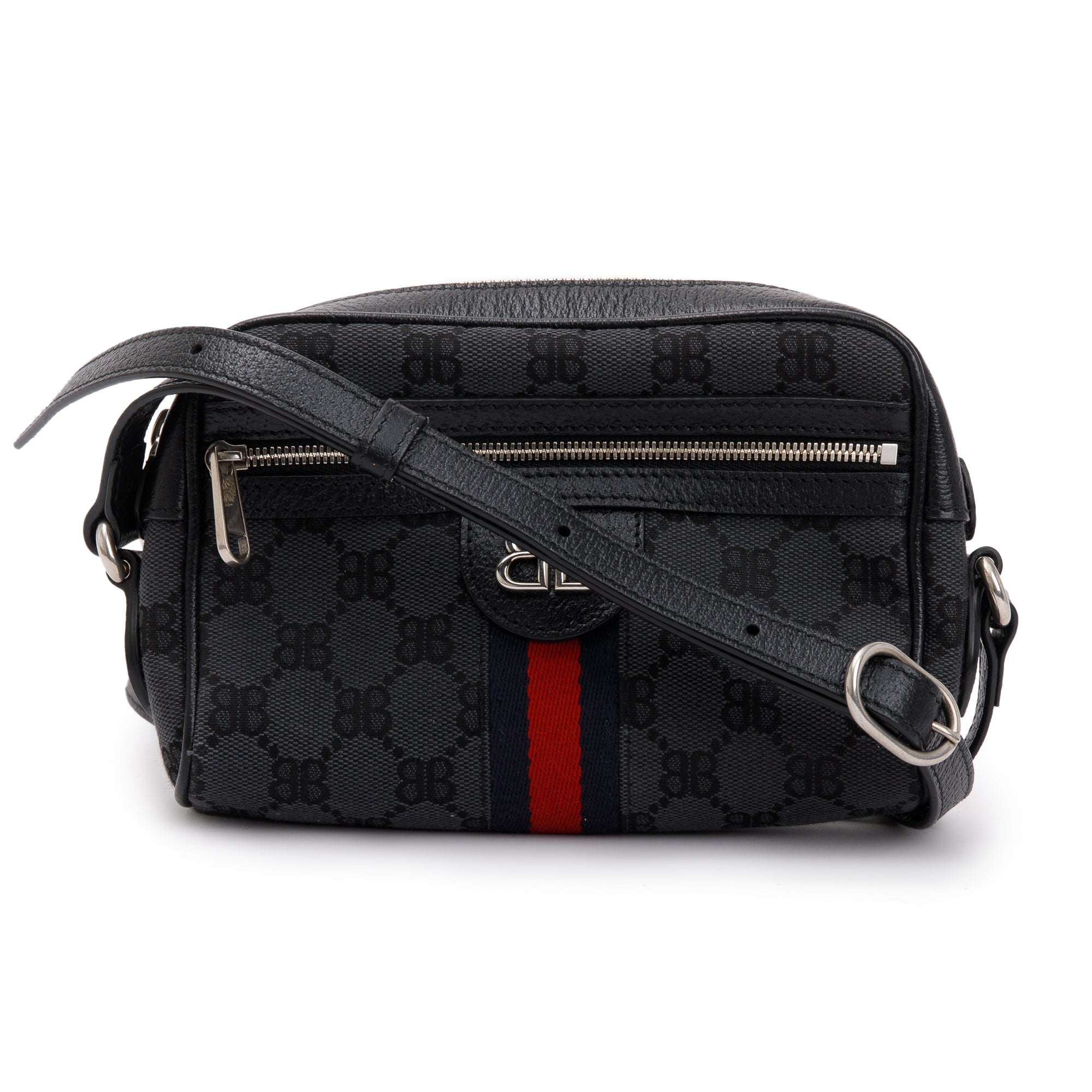 Gucci X Balenciaga The Hacker Project Black BB Canvas Web Mini Camera Bag w/ Box
