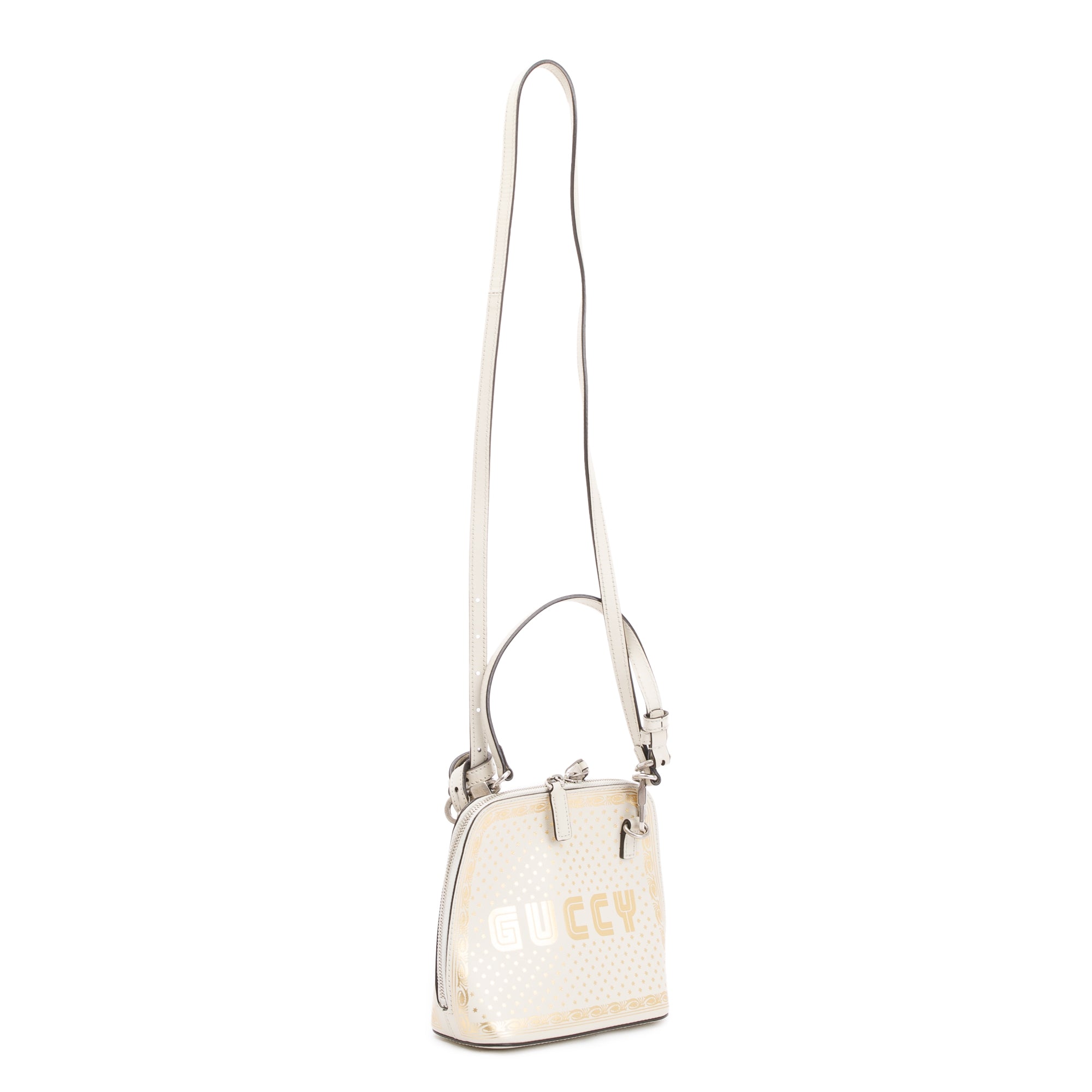 Gucci X Sega White Calfskin Leather Guccy Stars Mini Dome Crossbody