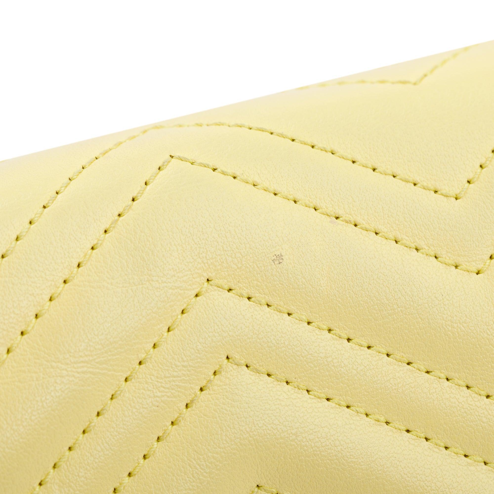 Gucci Yellow GG Marmont Matelasse Leather Mini Wallet On Chain w/ Box