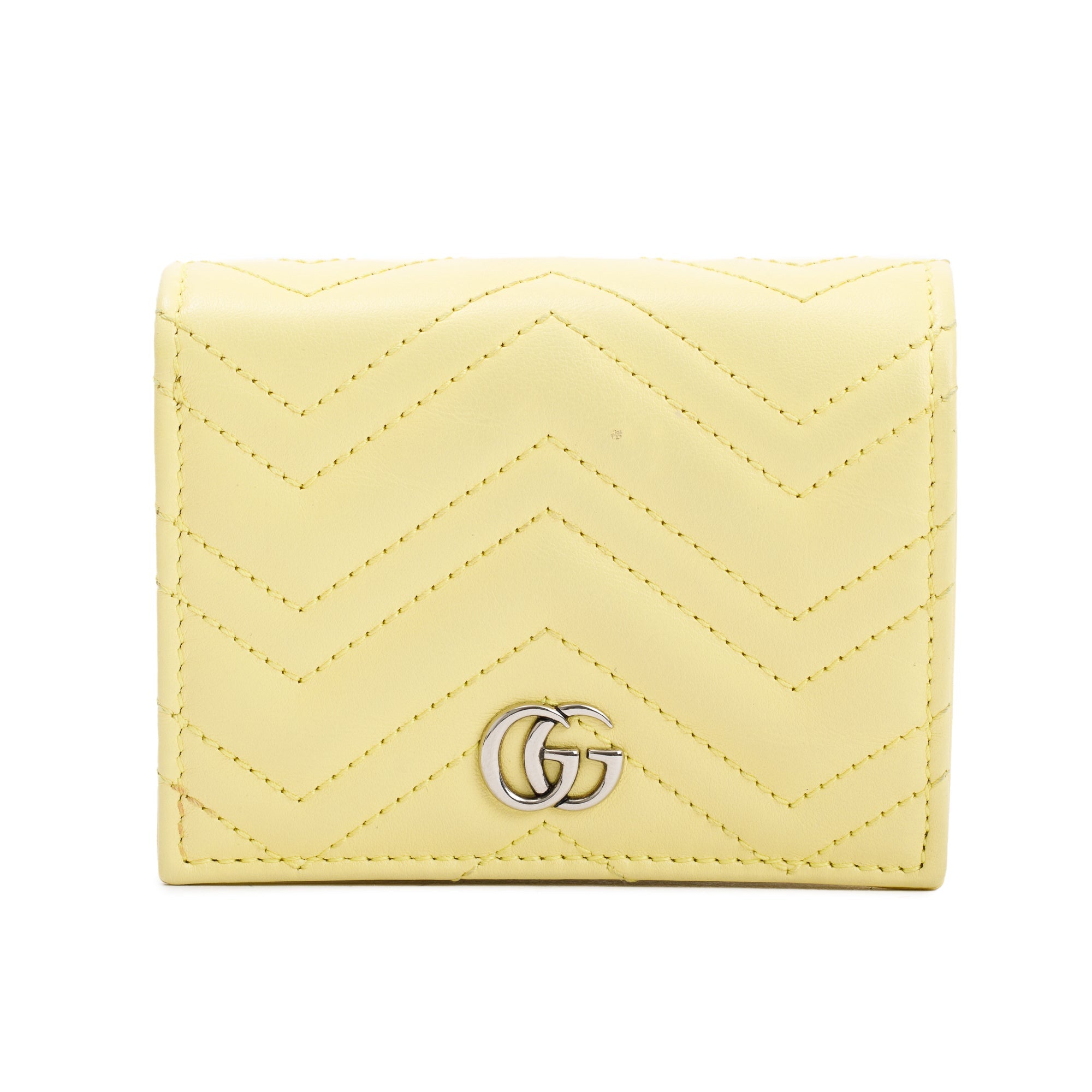 Gucci Yellow GG Marmont Matelasse Leather Mini Wallet On Chain w/ Box