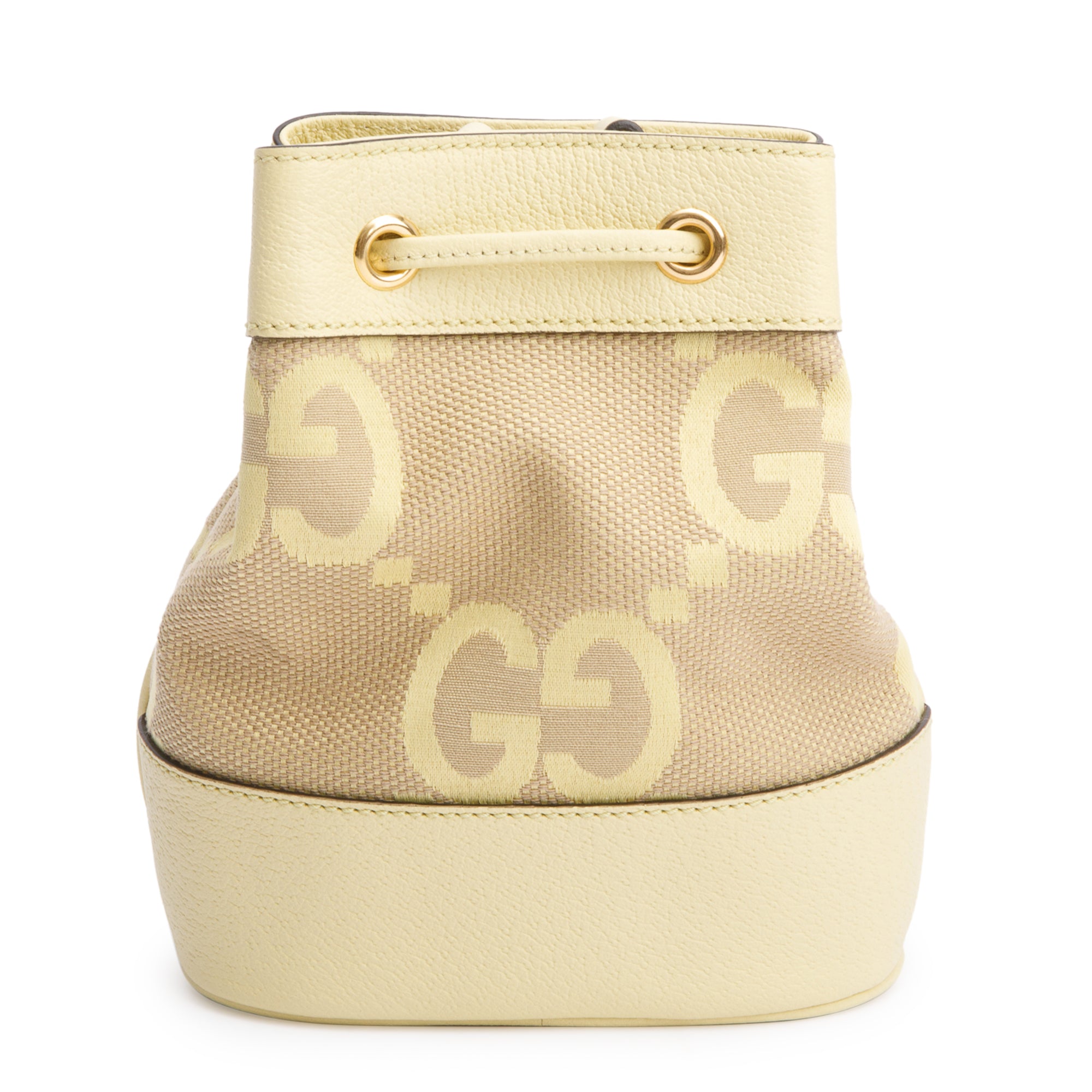 Gucci Yellow Jumbo GG Canvas & Leather Ophidia Mini Bucket Bag w/ Box