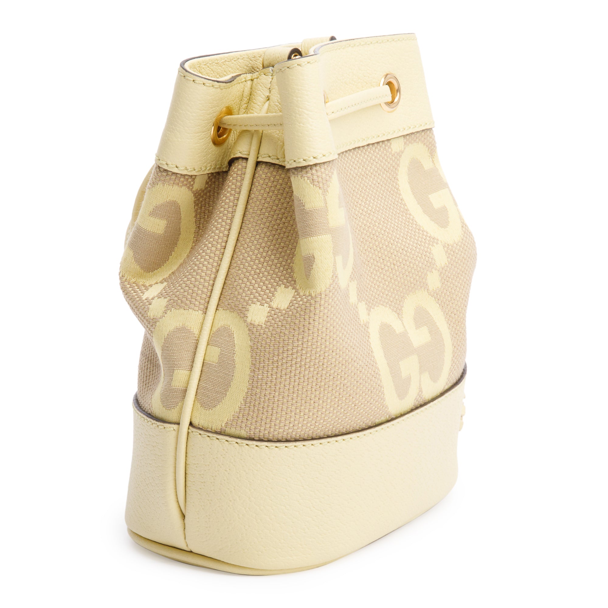 Gucci Yellow Jumbo GG Canvas & Leather Ophidia Mini Bucket Bag w/ Box