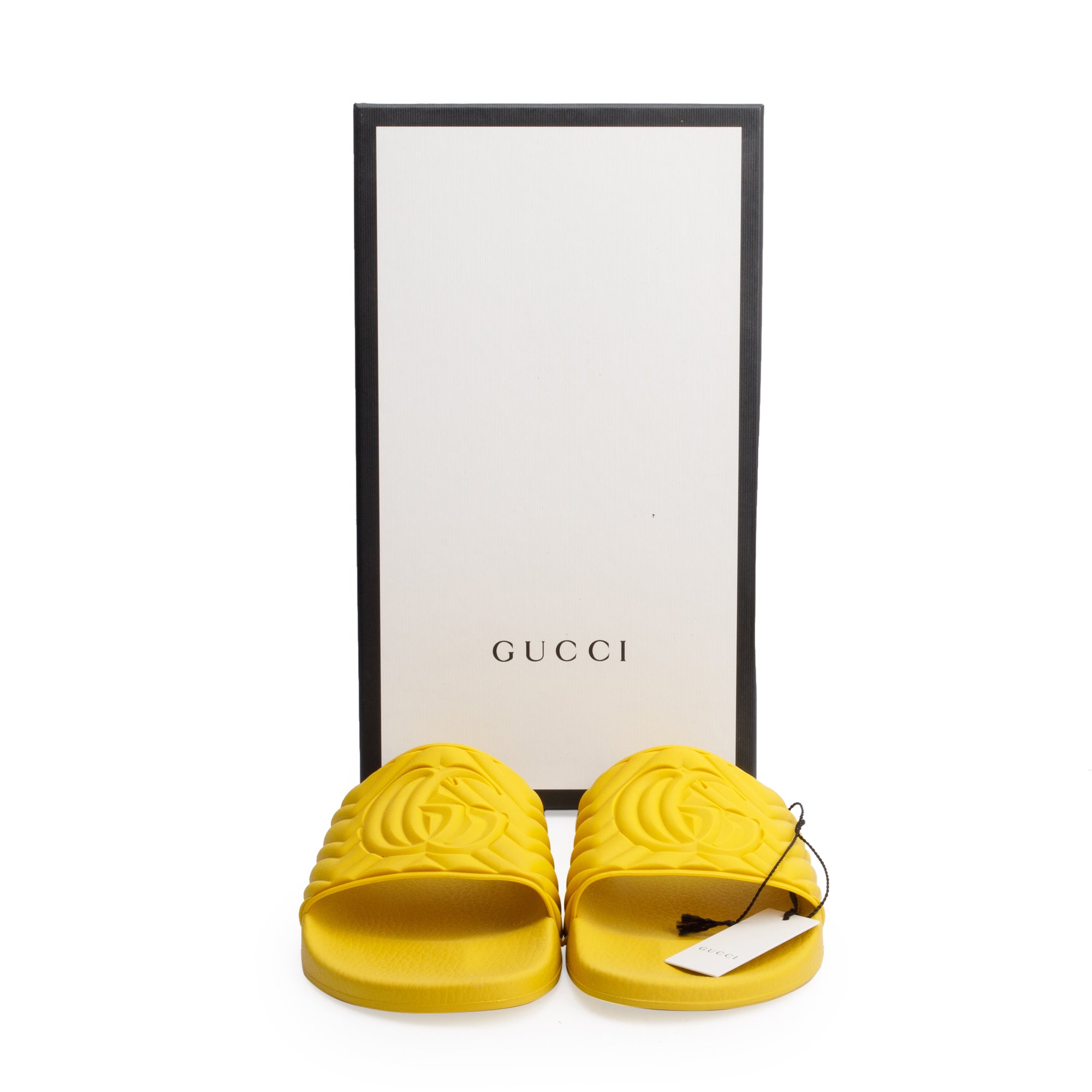 Gucci Yellow Rubber Double G Logo Slides , Size 11 w/ Box