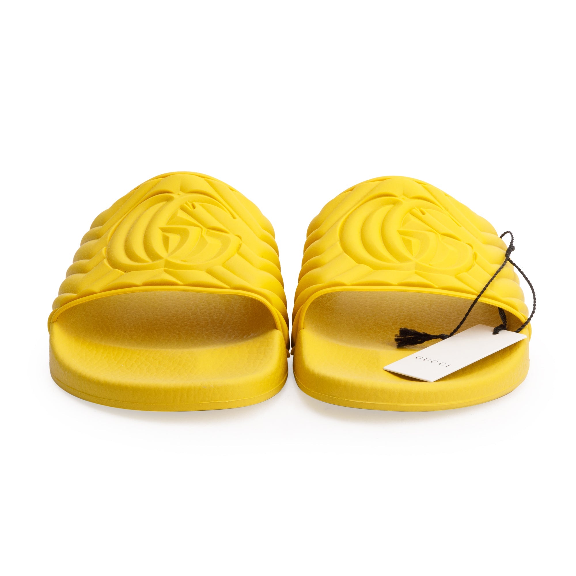 Gucci Yellow Rubber Double G Logo Slides , Size 11 w/ Box
