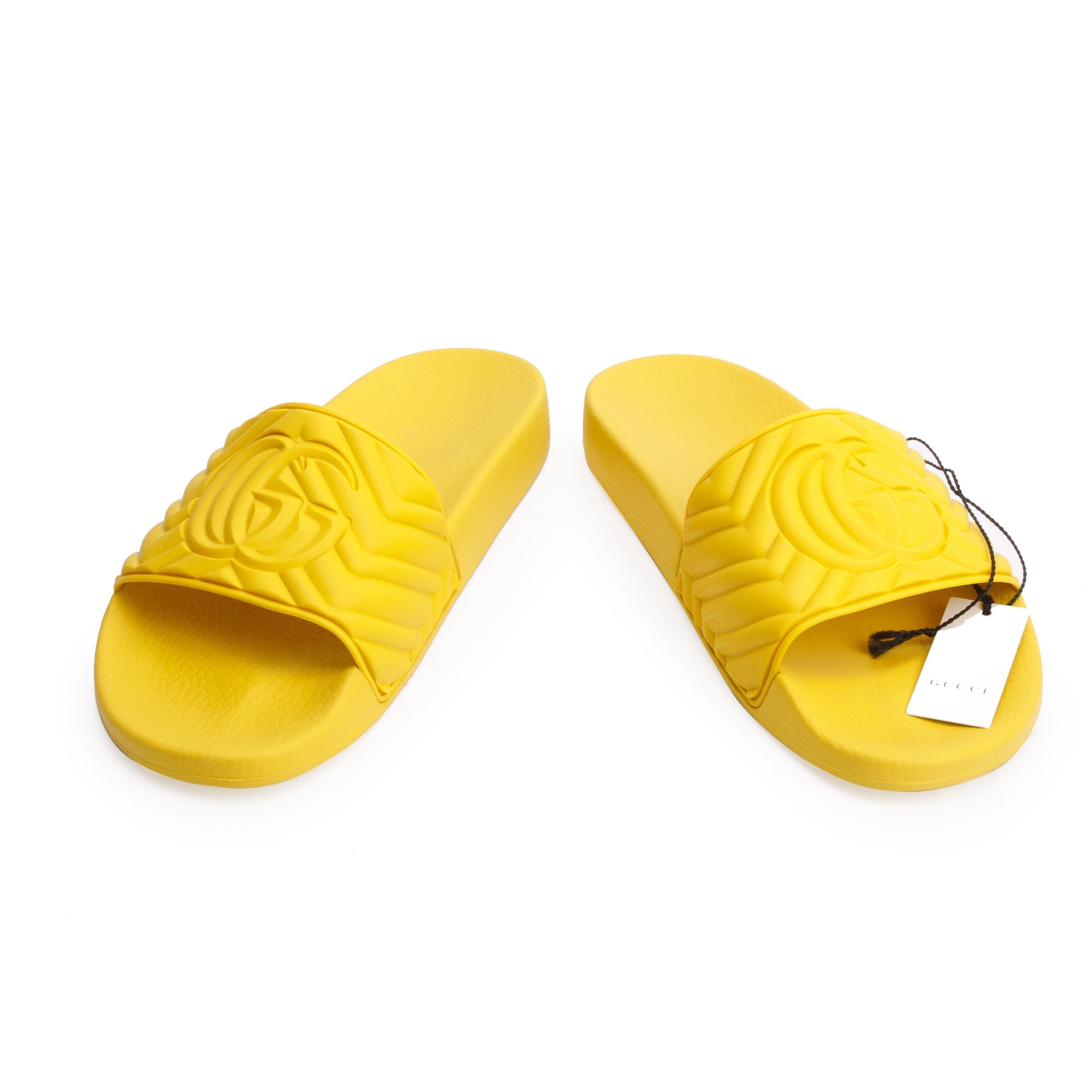 Gucci Yellow Rubber Double G Logo Slides , Size 11 w/ Box
