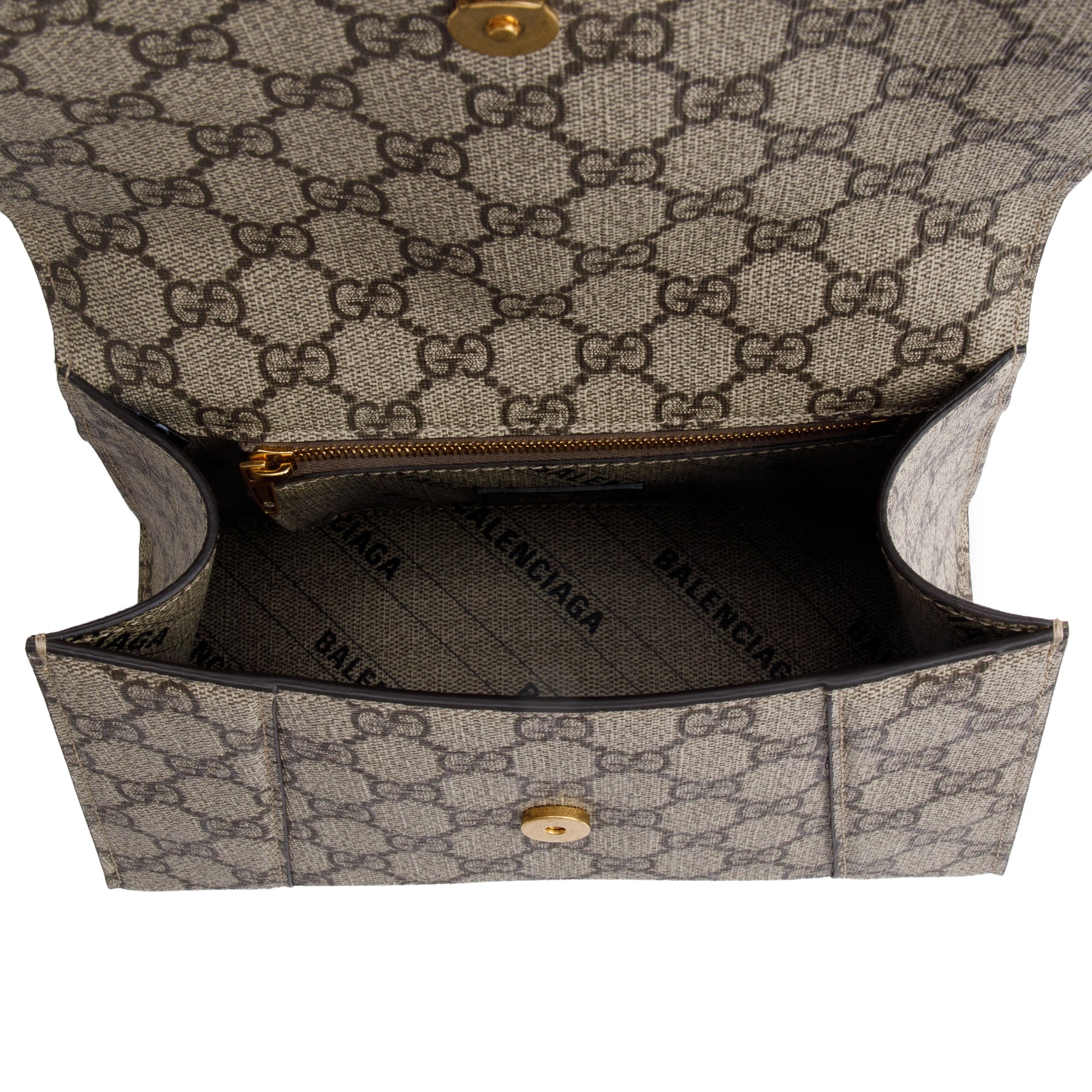 Gucci x Balenciaga The Hacker Project GG Supreme Small Hourglass Top Handle Bag w/ Strap & Box