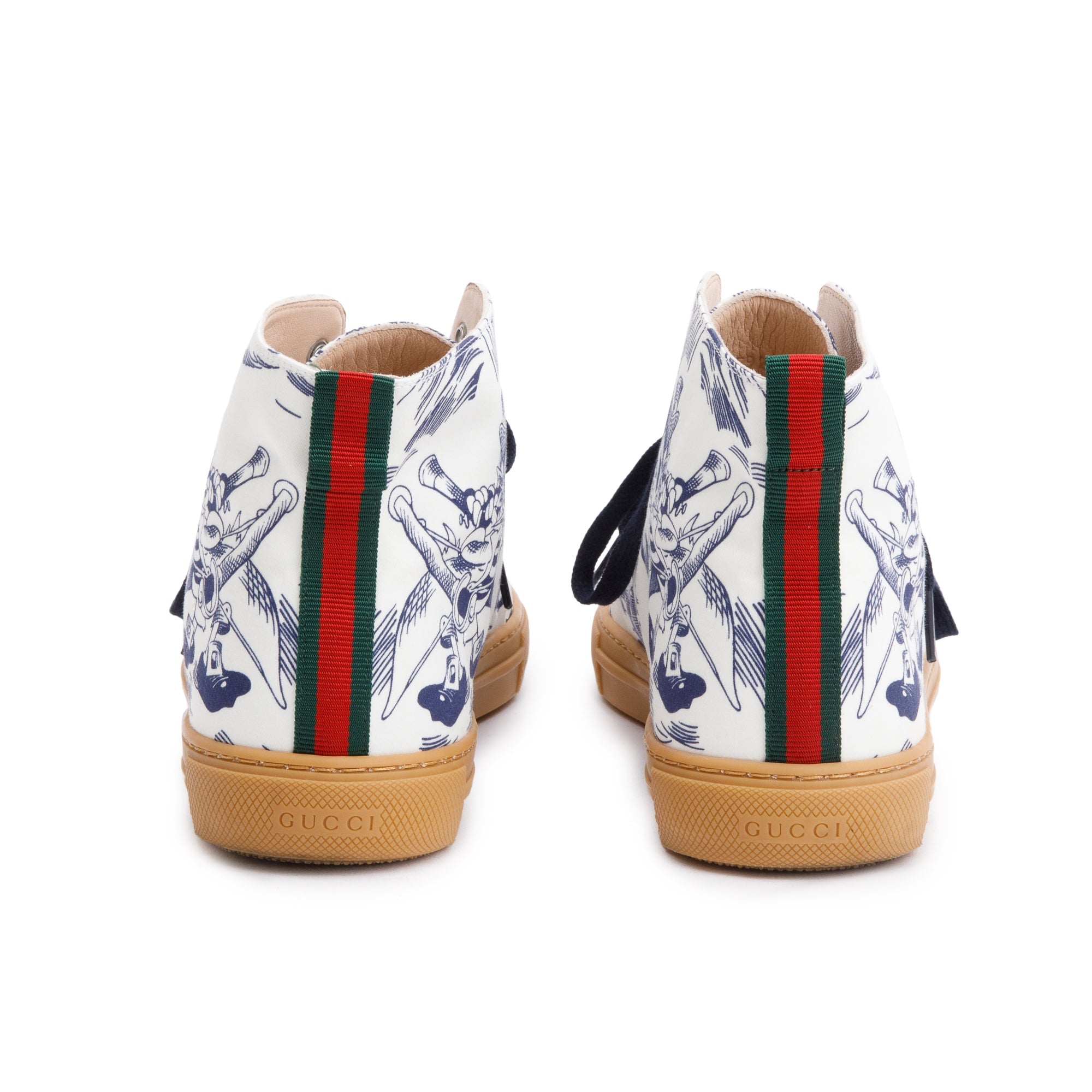 Gucci x Disney White/Blue Canvas Web Seas Storm High-Top Sneakers, Size 10 w/ Box