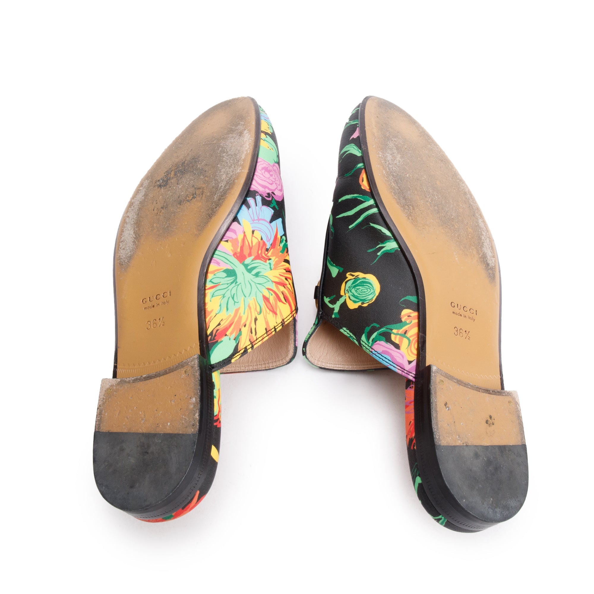 Gucci x Ken Scott Floral Princetown Horsebit Mules, Size 36.5