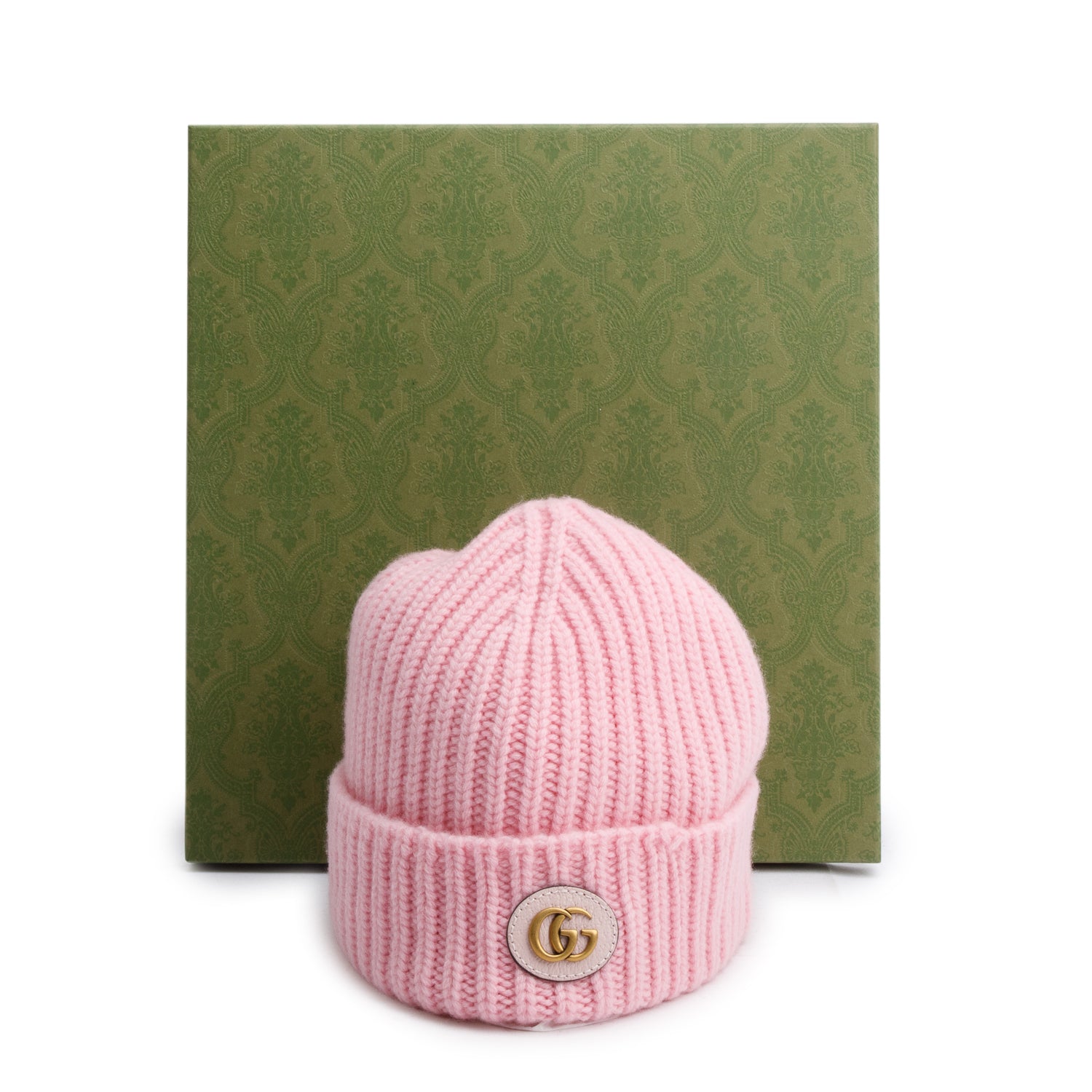 Gucci Pink Wool Cashmere Hat with Double G, Size M 57 w/ Box & Receipt