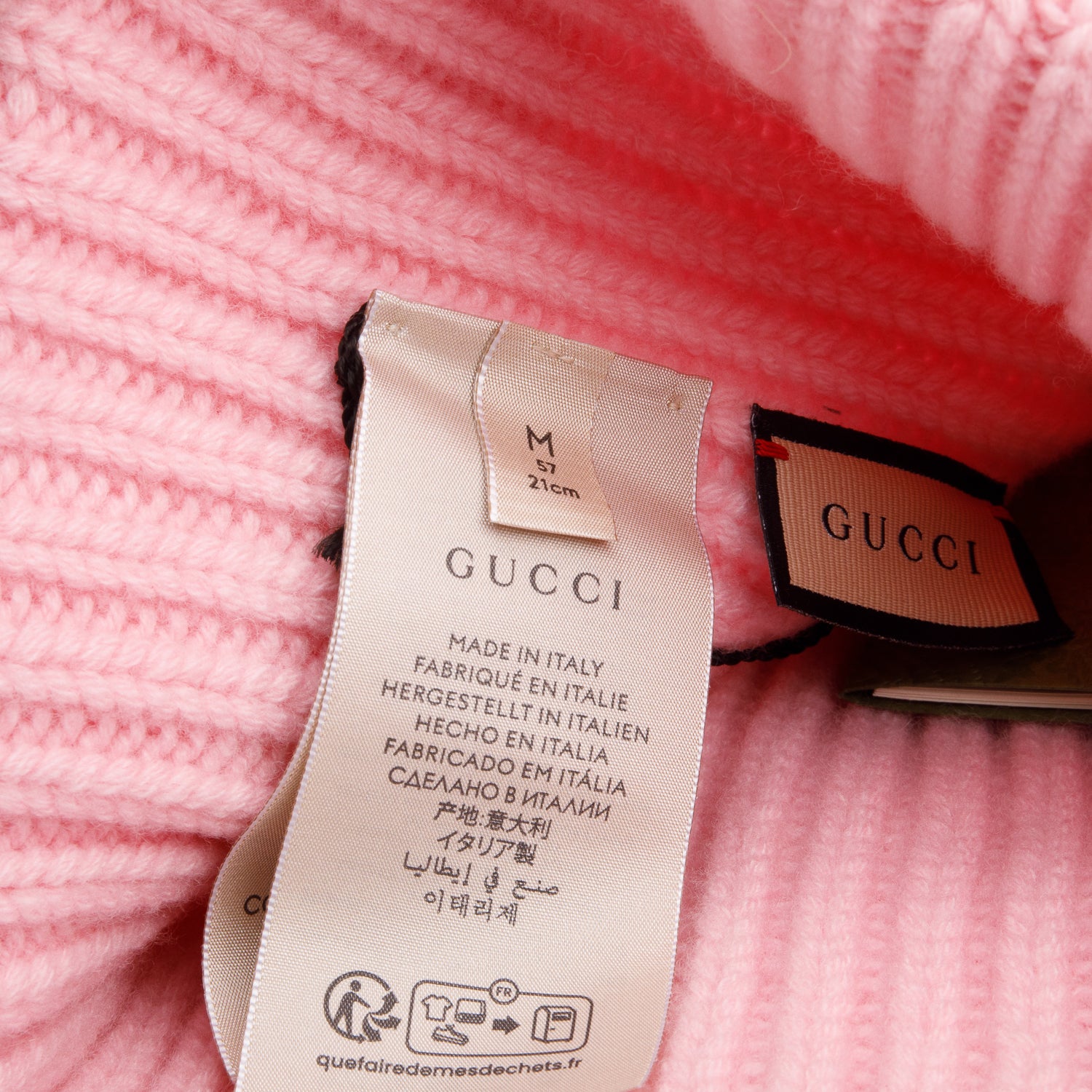 Gucci Pink Wool Cashmere Hat with Double G, Size M 57 w/ Box & Receipt