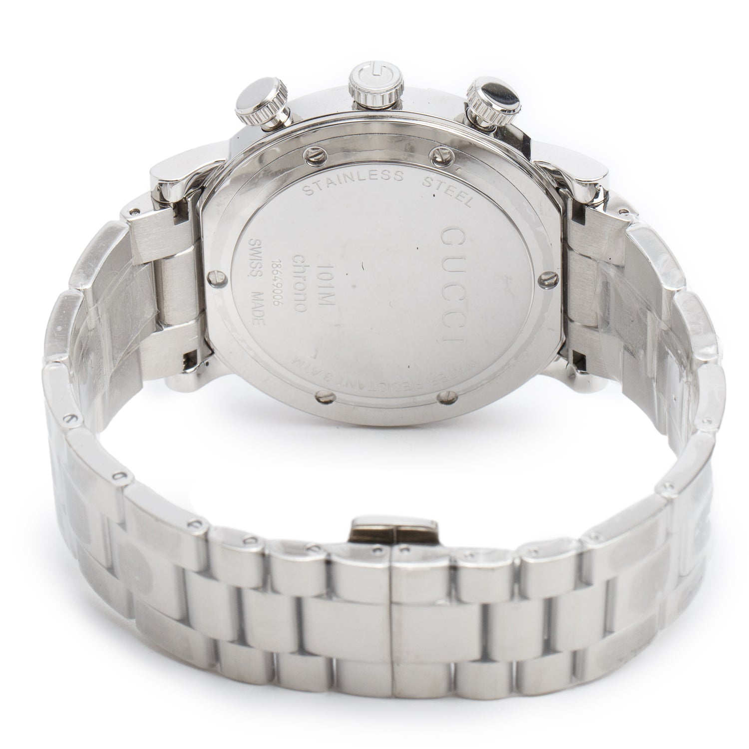 Gucci Stainless Steel G-Chrono 44 MM Watch Chronograph Quartz Watch Brown Diamond Dial YA101350 w/ Box