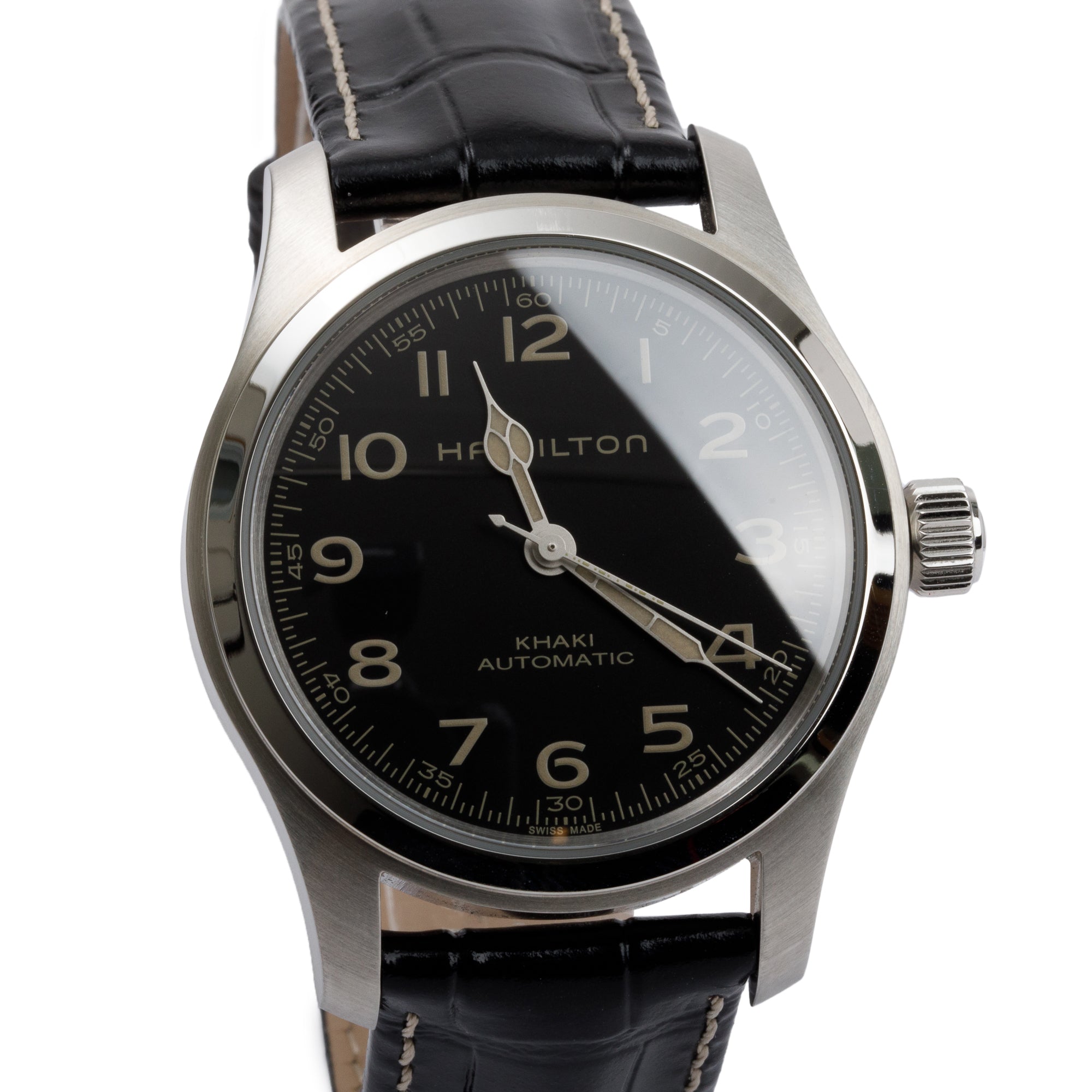 Hamilton Stainless Steel Khaki Field 42 MM Automatic Watch w/ Box & Papers