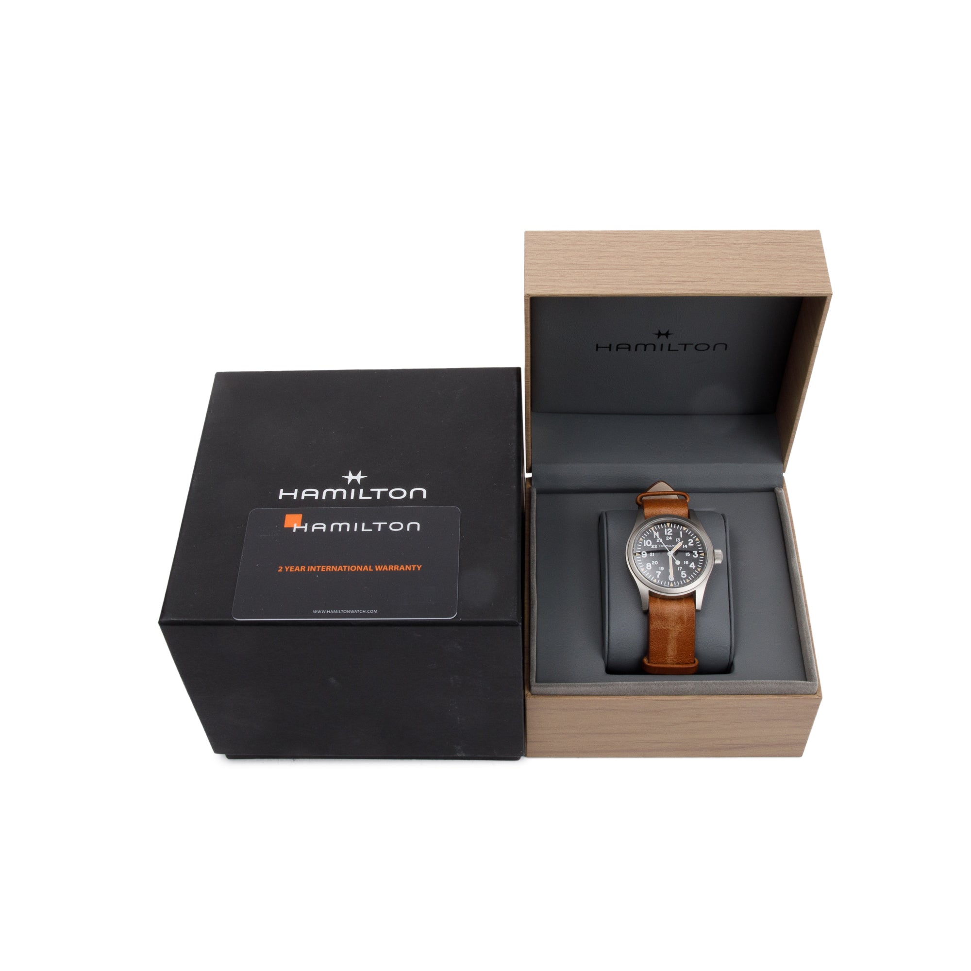 Hamilton Stainless Steel Khaki Field Mechanical 38 MM Watch w/ Box & Papers