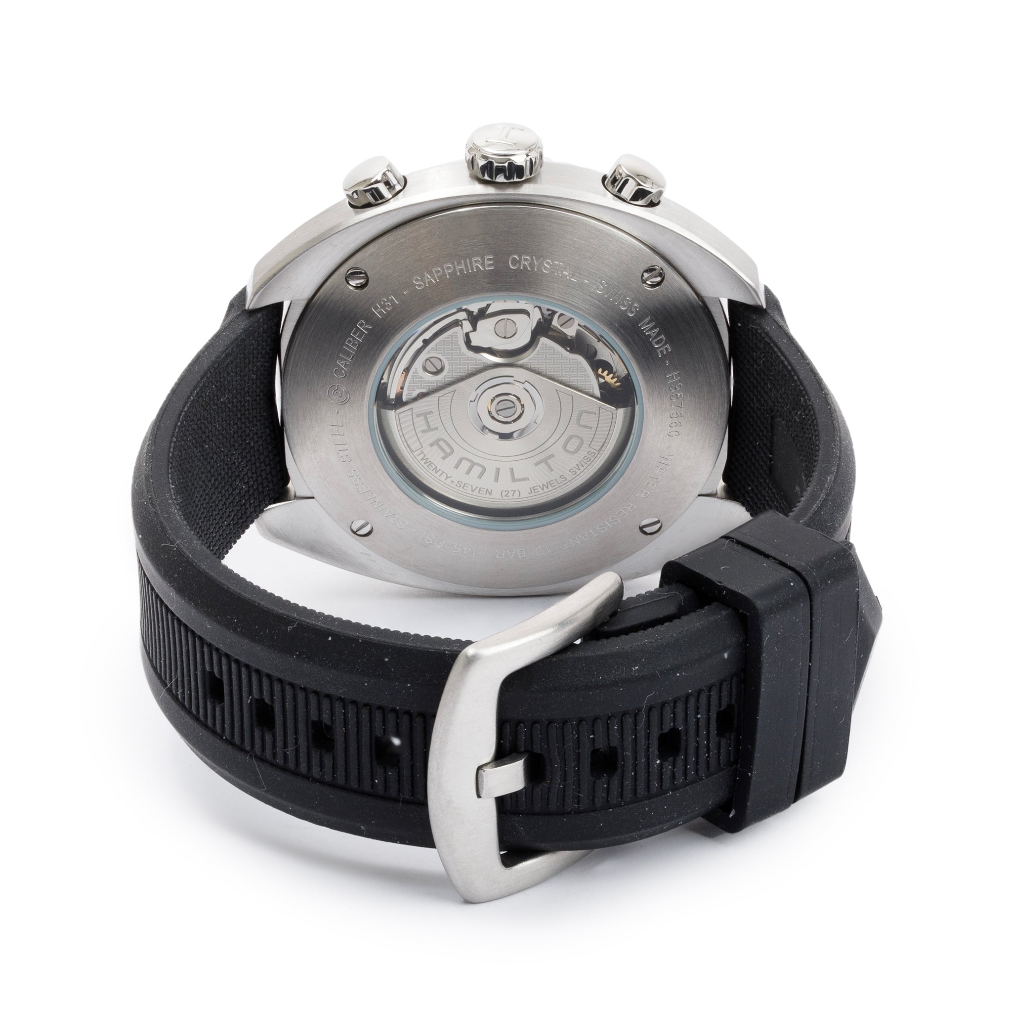 Hamilton Stainless Steel Pan Europ Automatic Chronograph 45 MM Watch w/ Box, Papers, Extra Straps