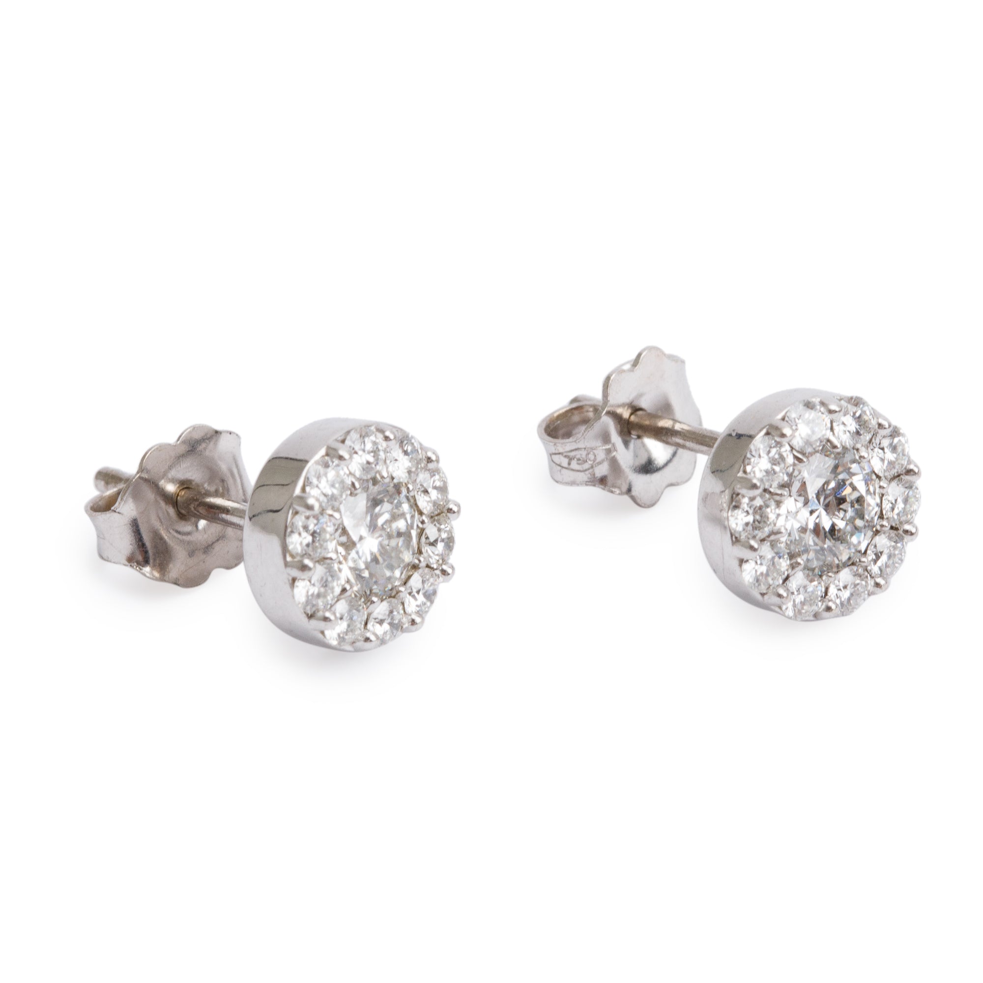 Hearts On Fire 18k White Gold 1.13 tcw. Cluster Diamond Stud Earrings