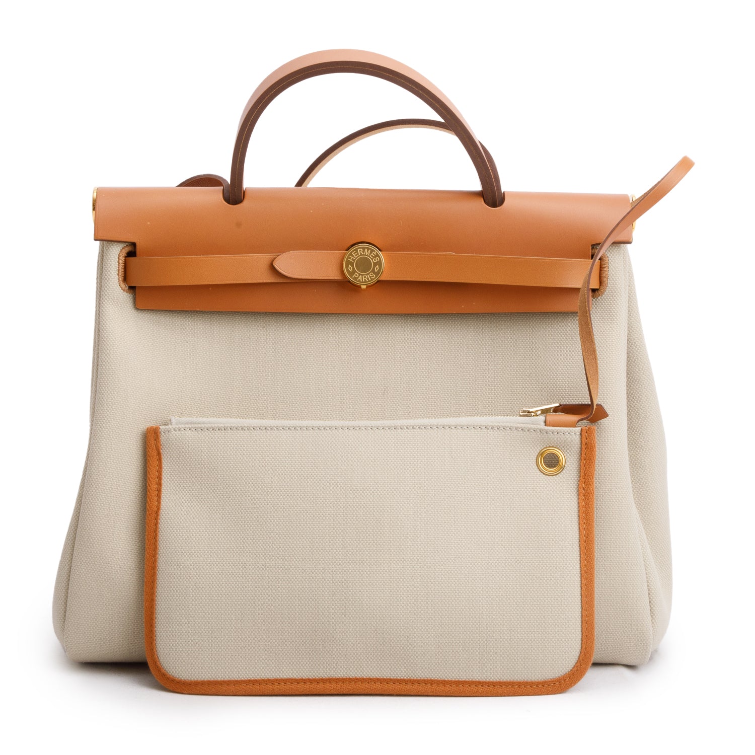 Hermes 2025 Beton Naturel Toile Militaire Vache Hunter Herbag Zip 31 Retourne PM w/ Pouch