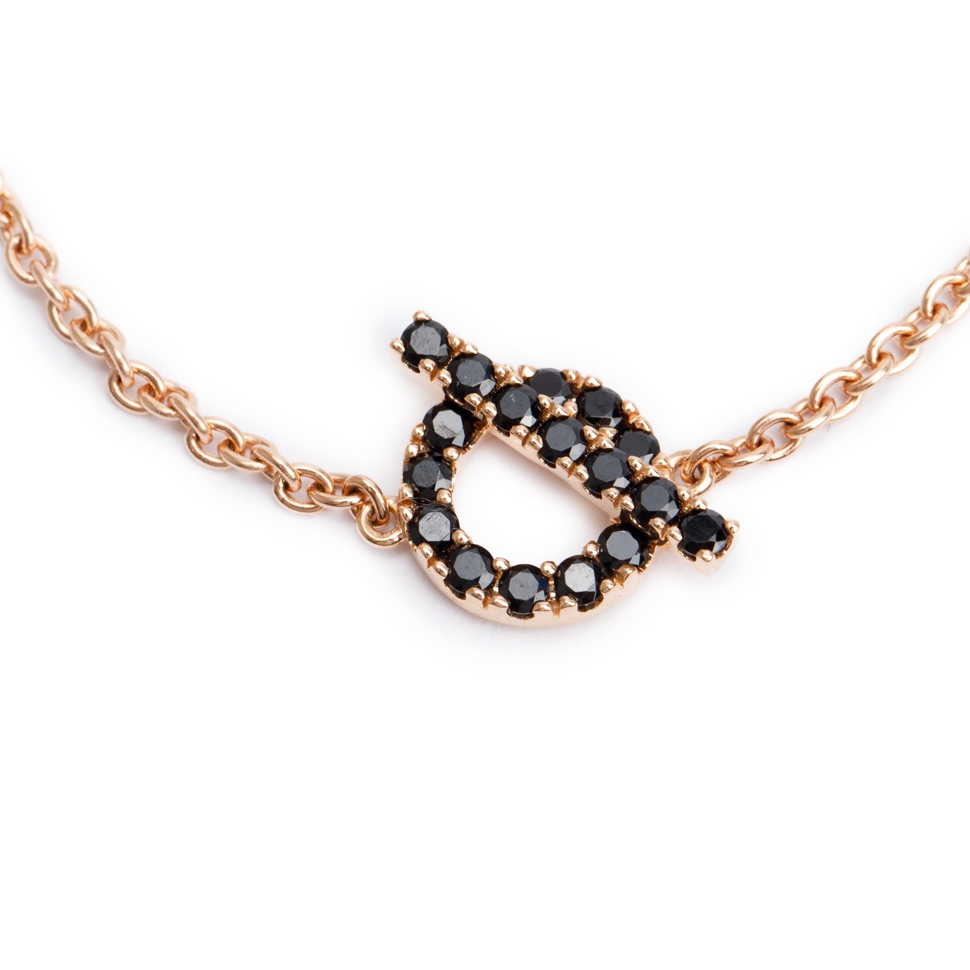 Hermes 18k Rose Gold Black Spinel Finesse Bracelet w/ Box