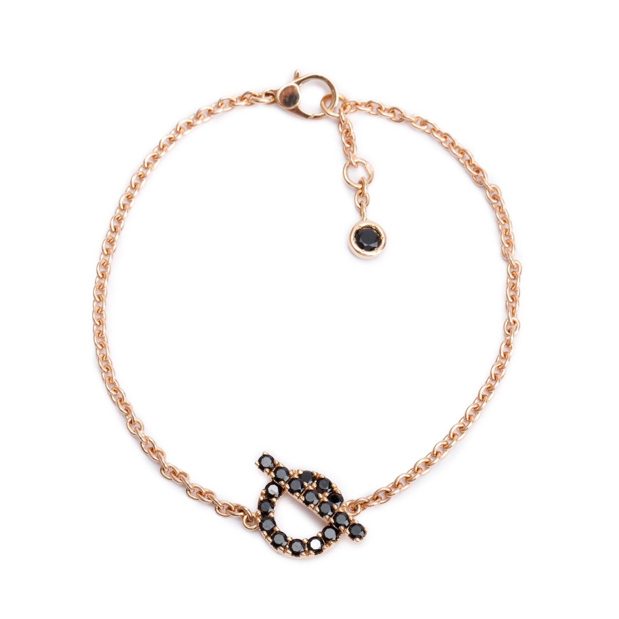 Hermes 18k Rose Gold Black Spinel Finesse Bracelet w/ Box