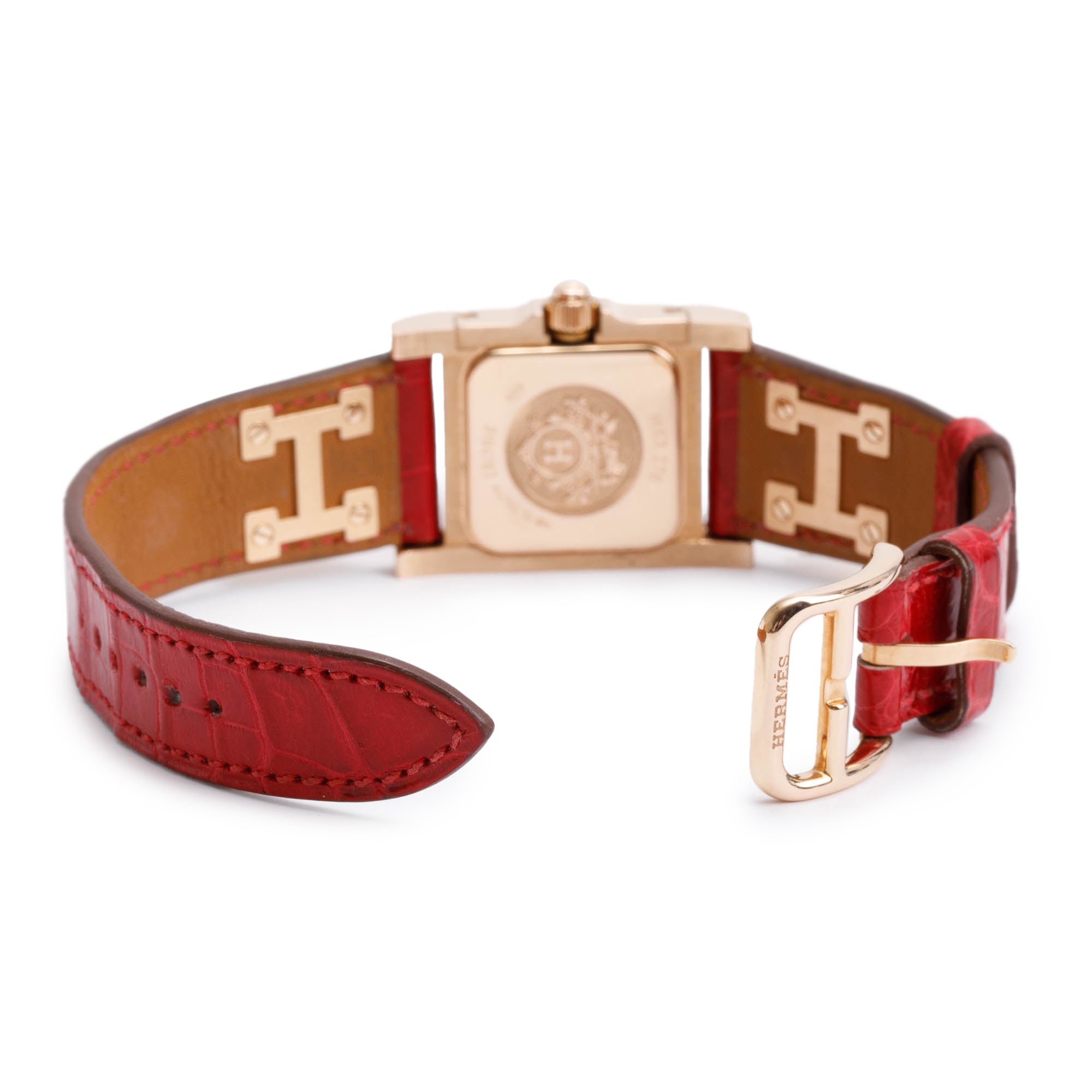 Hermes 18k Rose Gold Medor Watch w/ Box