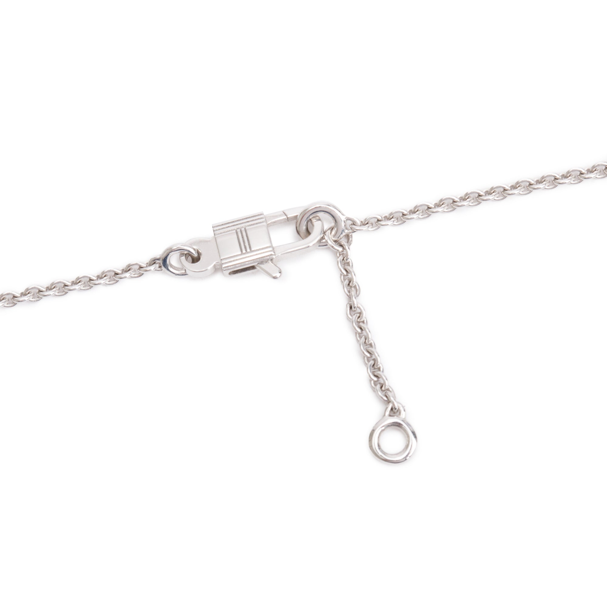 Hermes 18k White Gold Diamond Amulettes Constance Pendant Necklace w/ Box