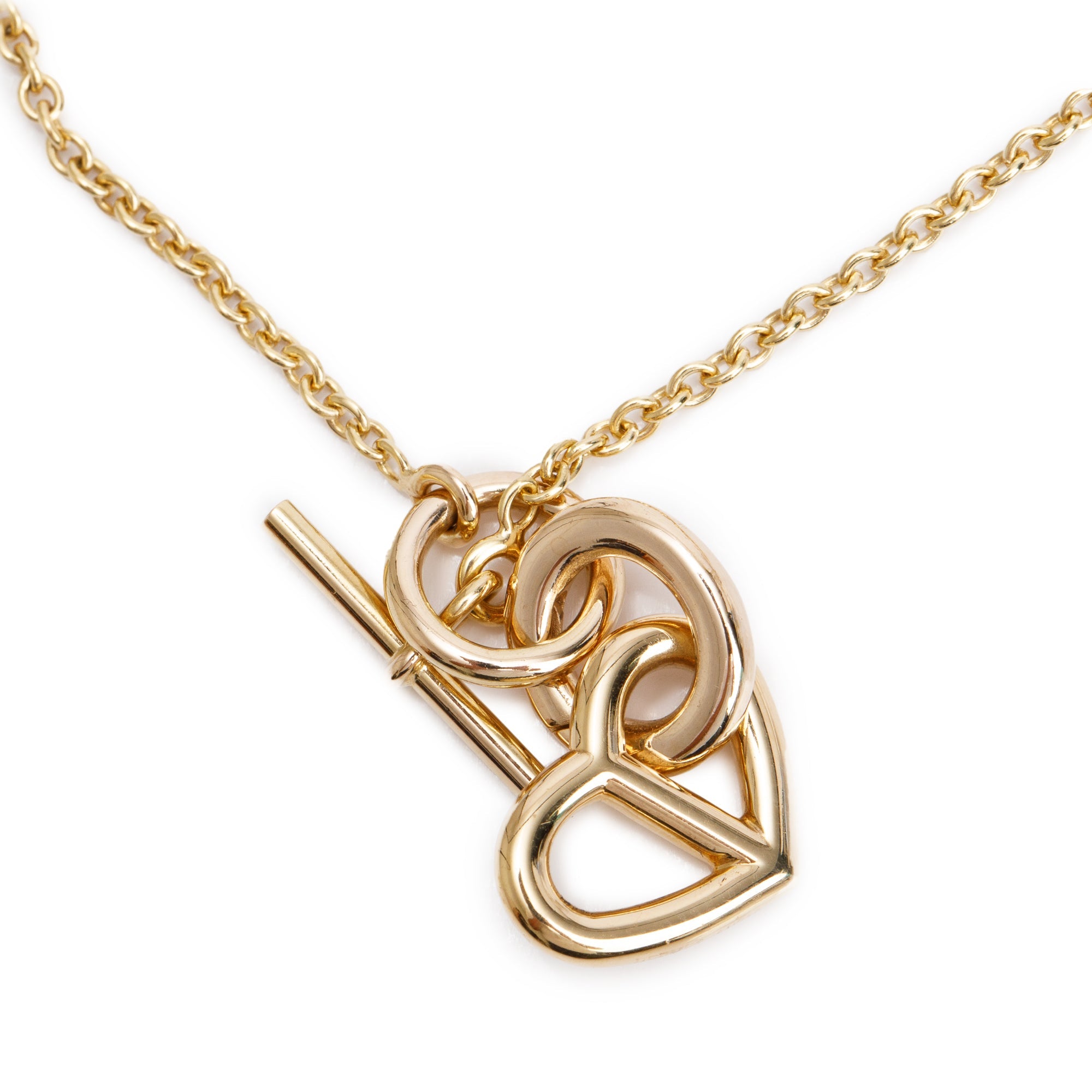 VINTAGE HERMES エルメス heart chain necklace Hermes 18k Yellow Gold Chaine D'Ancre Heart Toggle Necklace