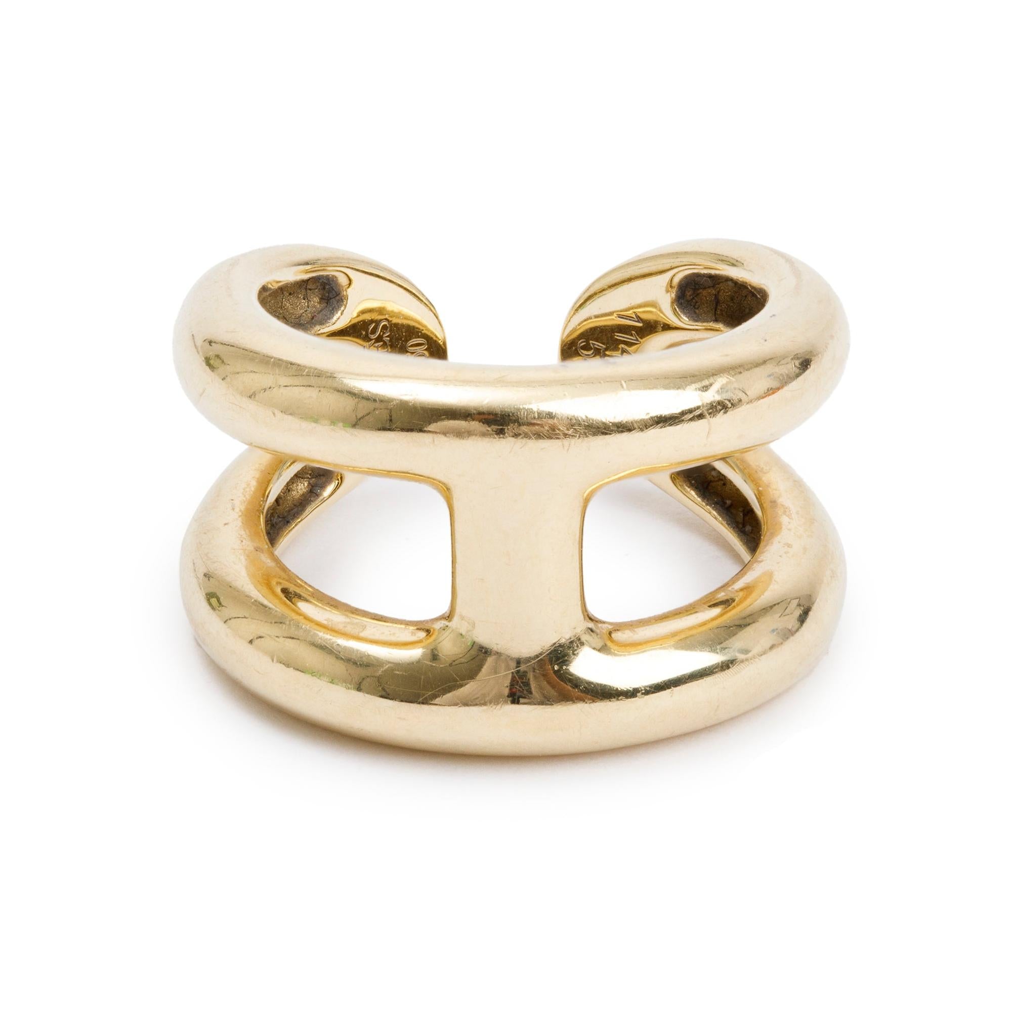 Hermes 18k Yellow Gold Osmose Ring, Size 54 7