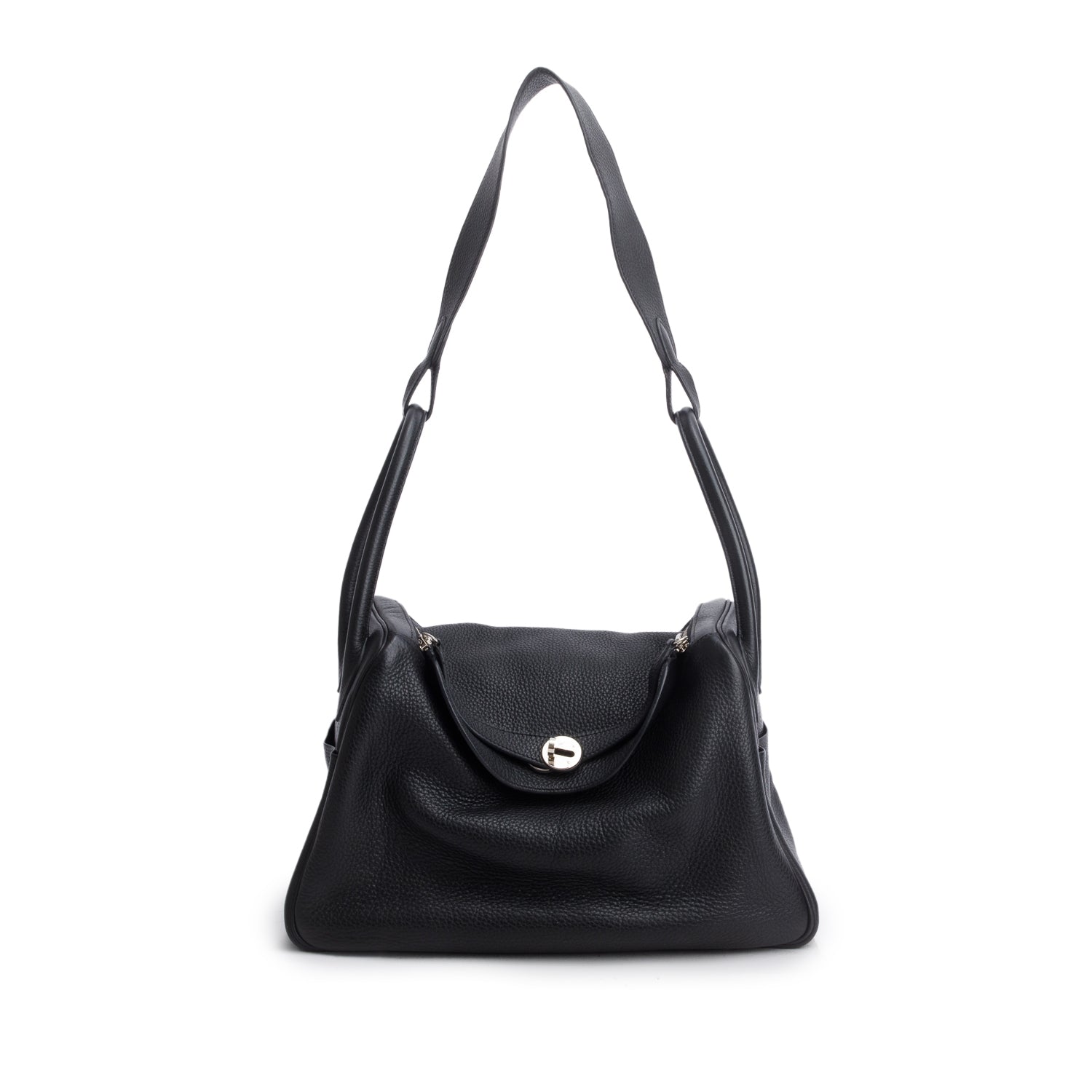 Hermes Noir Taurillon Clemence Leather Lindy 34