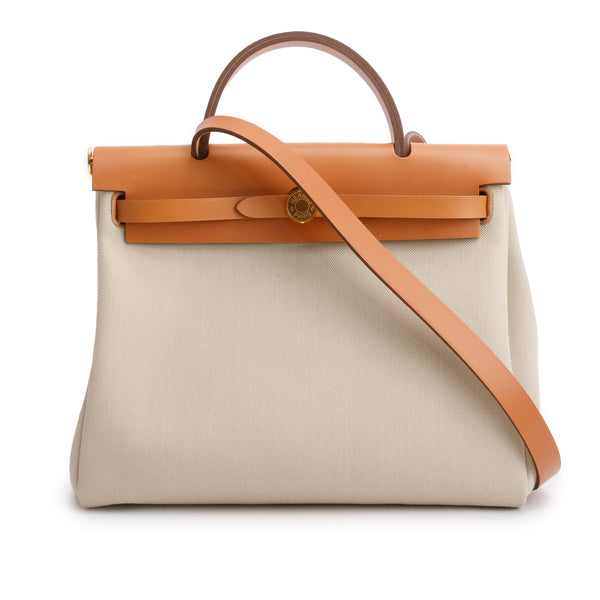 Hermes 2025 Beton Naturel Toile Militaire Vache Hunter Herbag Zip