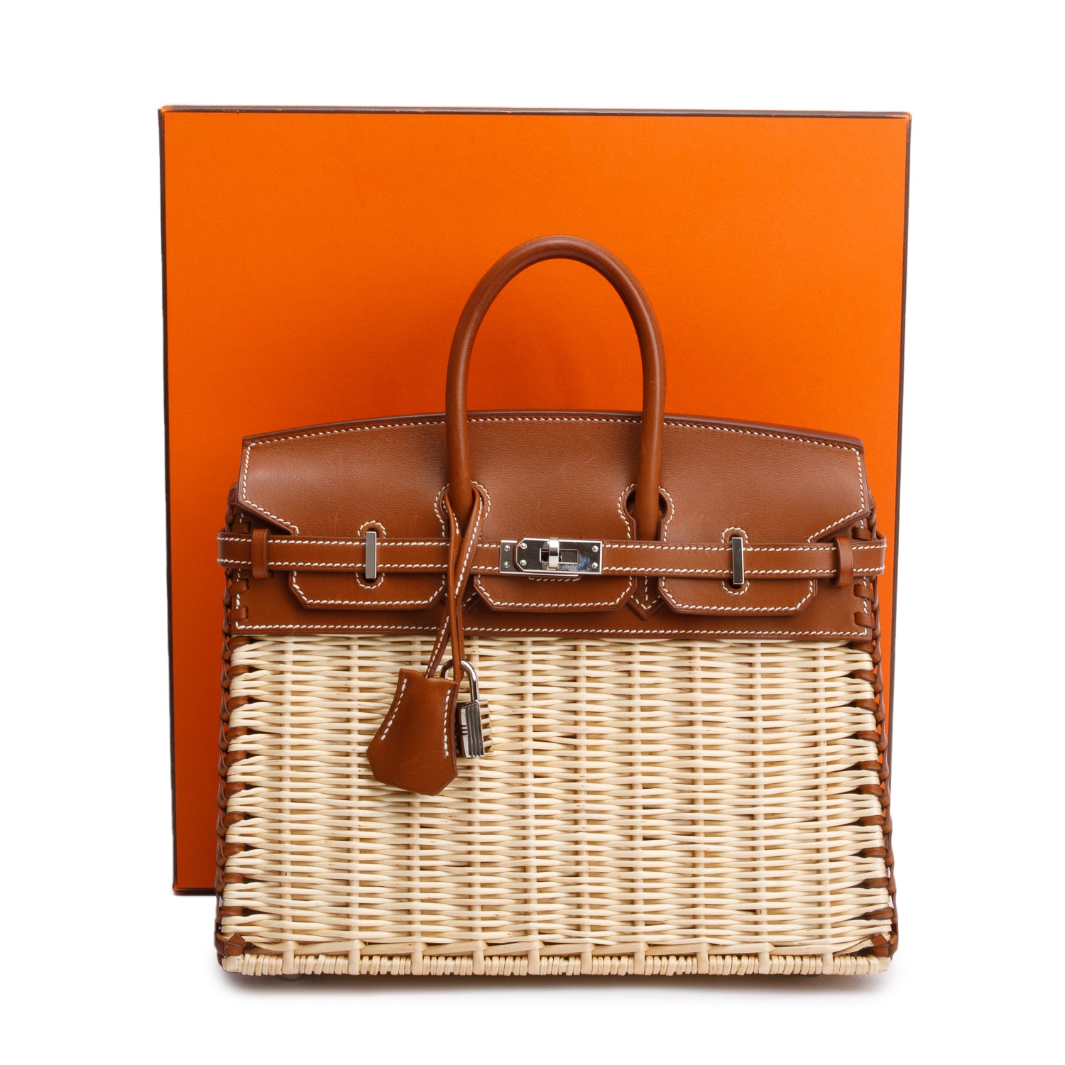 Hermes 2022 Naturel/Fauve Osier Veau Barenia Birkin Picnic 25 w/ Box