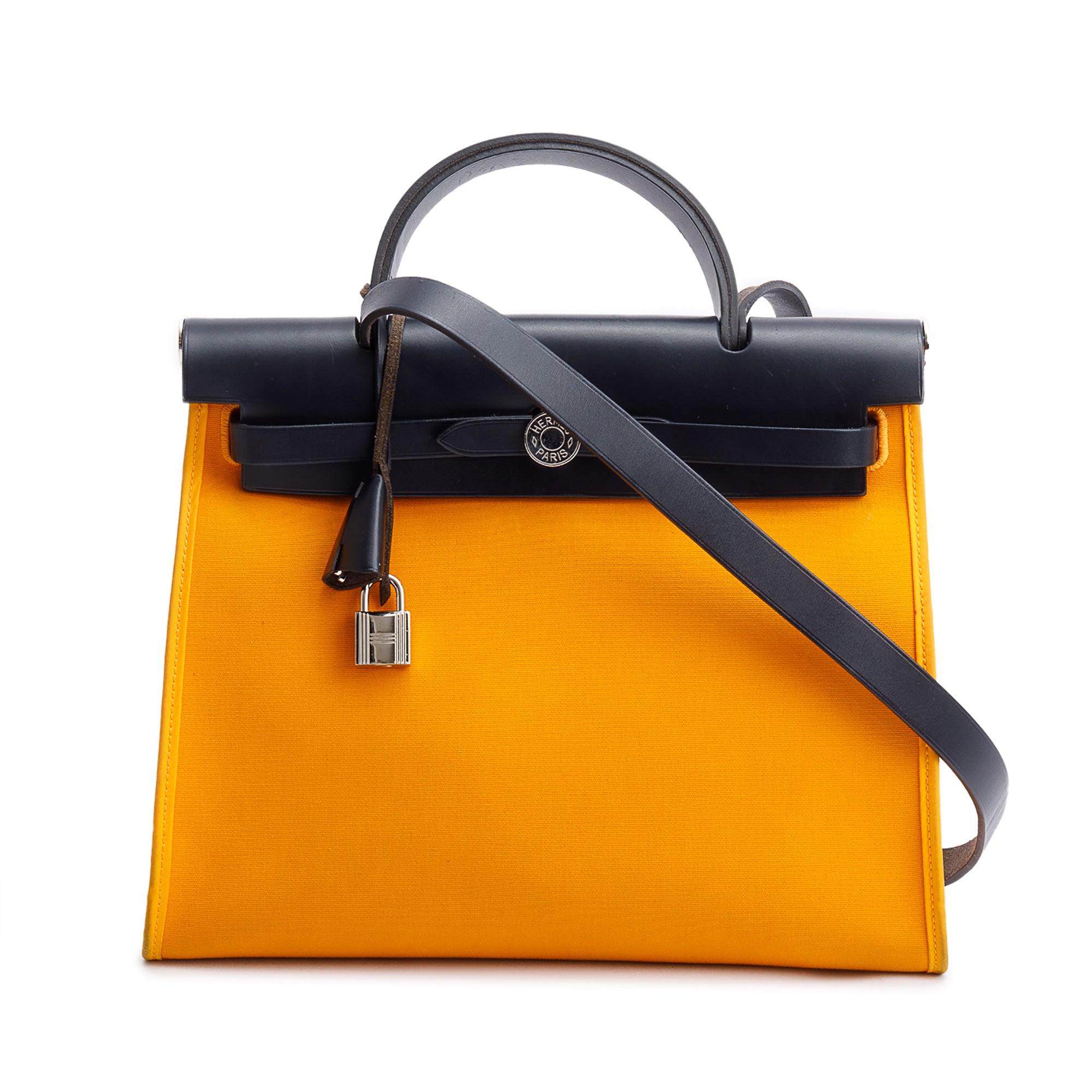 Hermes Jaune d'Or Toile H Blue Izmir Vache Hunter Herbag Zip 31 w/ Pouch