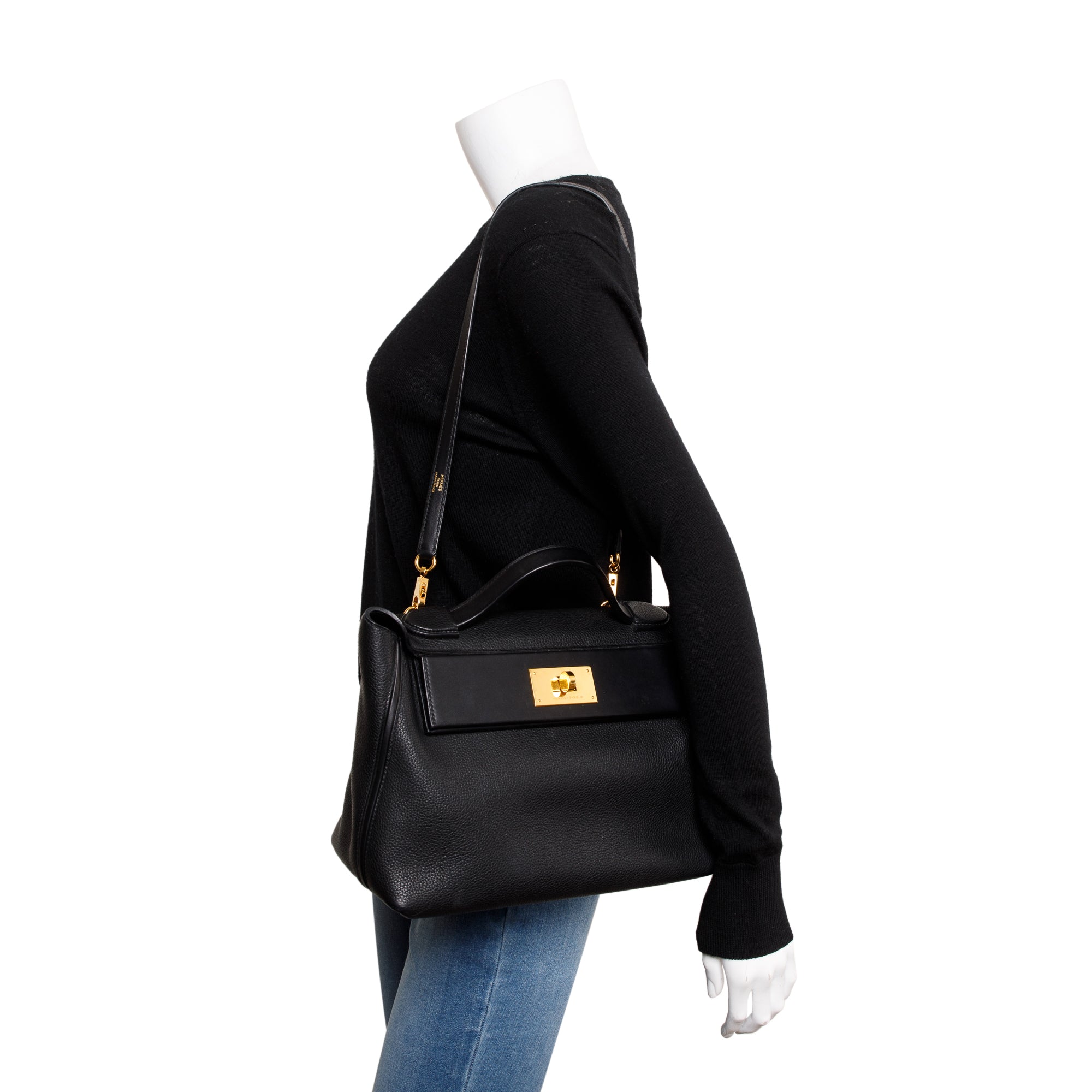 Hermes 2020 Black Noir Togo & Swift Leather 24/24 29 w/ Strap & Box