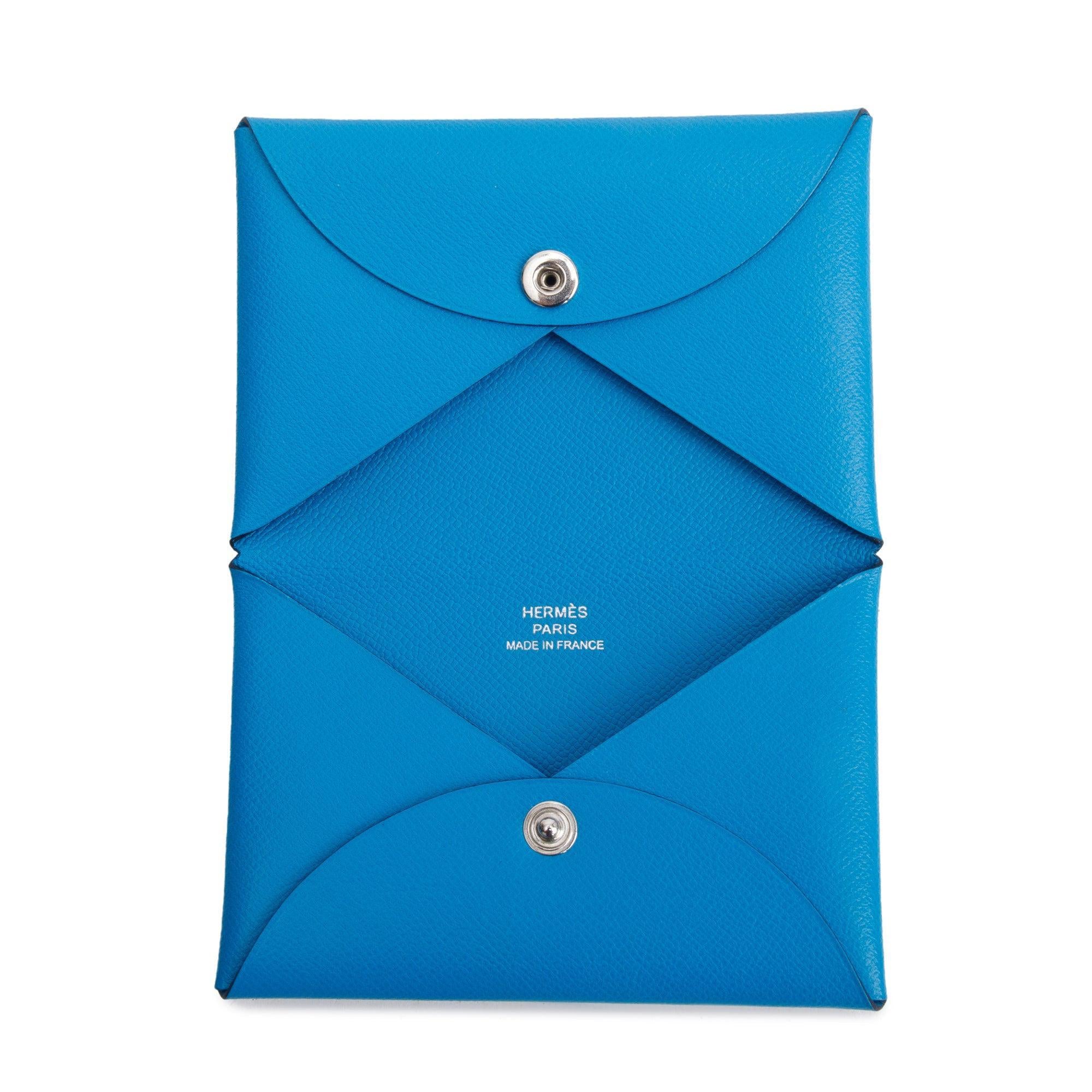 Hermes 2020 Bleu Frida Epsom Calvi Card Holder w/ Box & Receipt