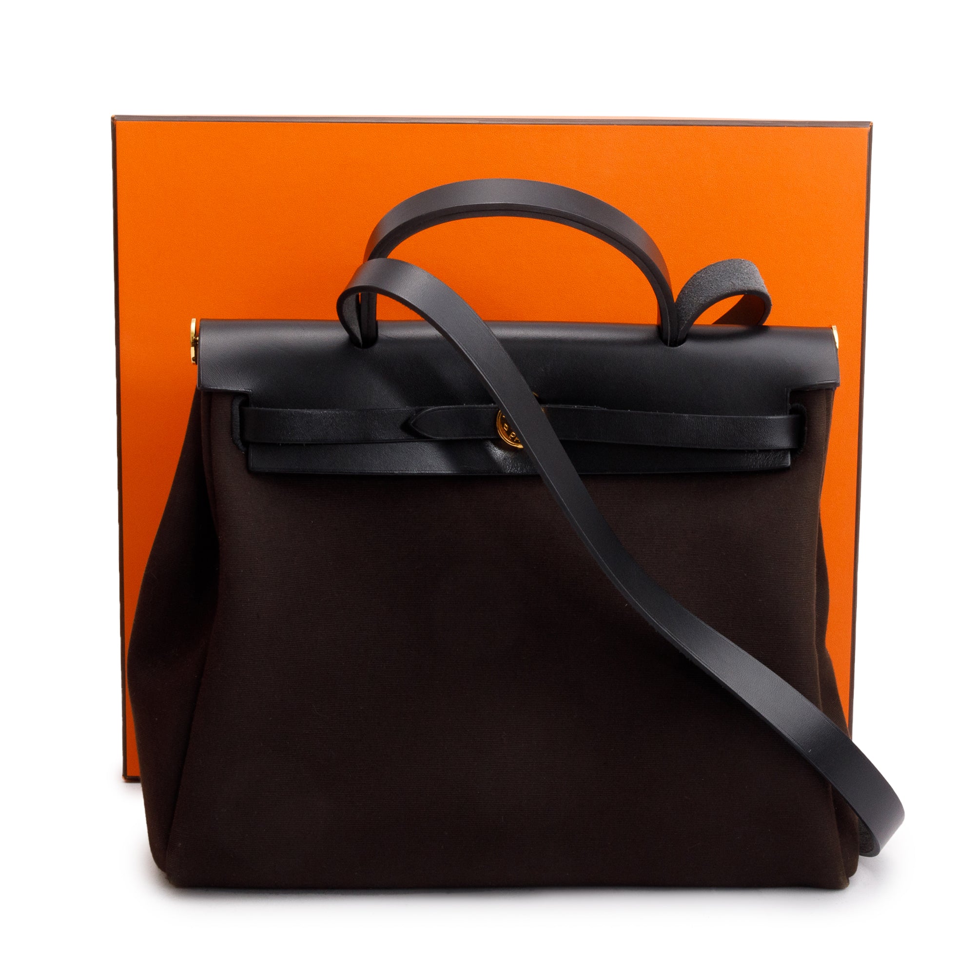 Hermes 2020 Ebene/Noir Toile Officier Vache Hunter Herbag Zip 31 w/ Box