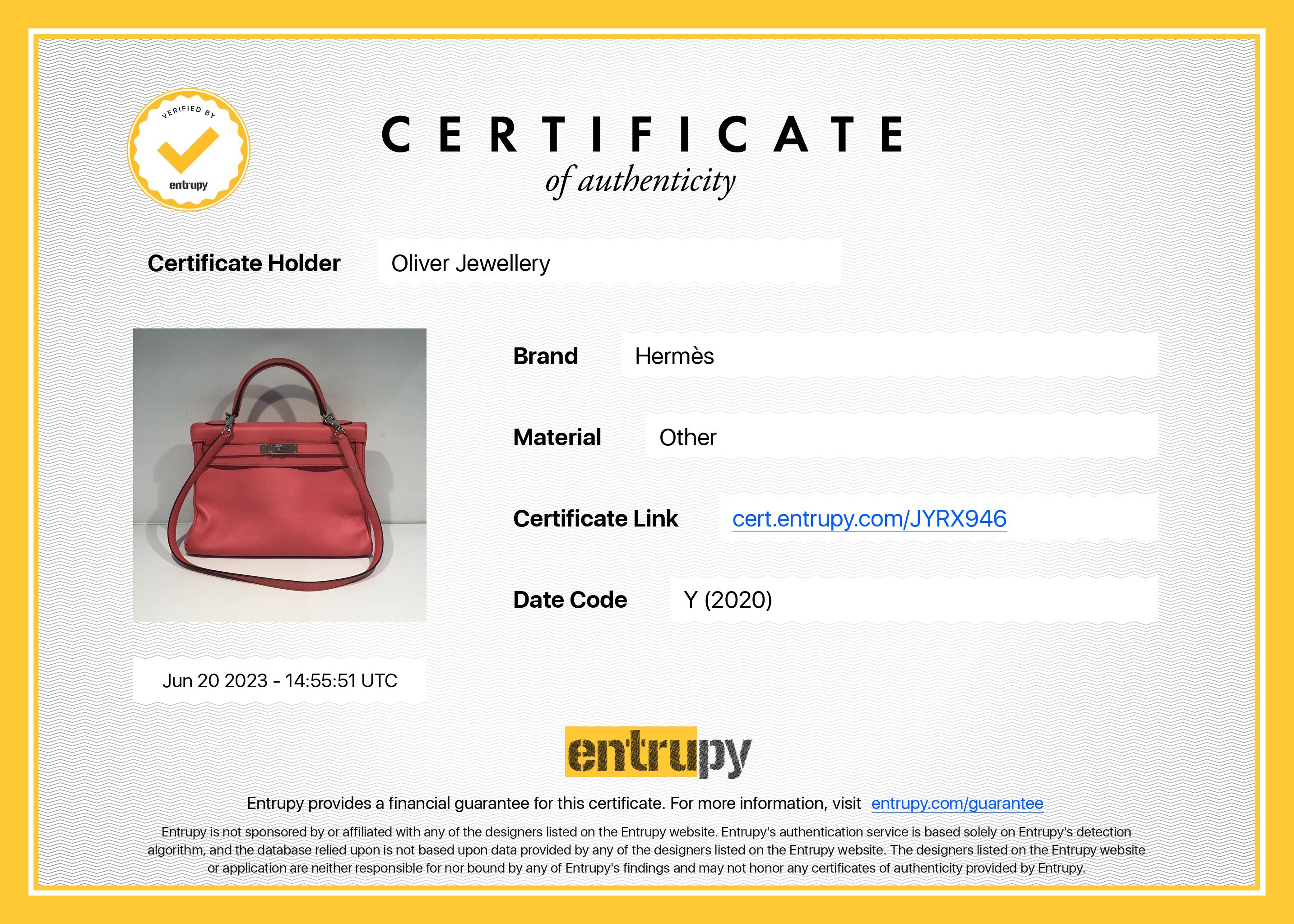 Hermes 2020 Evercolor Kelly Retourne 32 w/ Strap