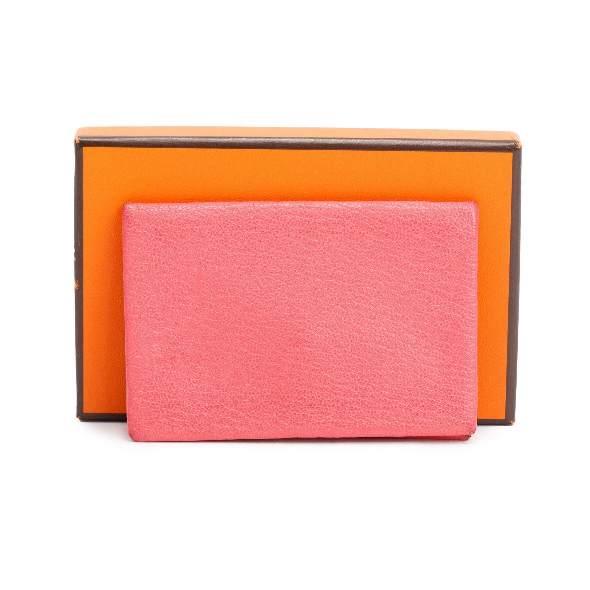Hermes 2020 Rose Azalee Chevre Mysore Calvi Card Holder w/ Box