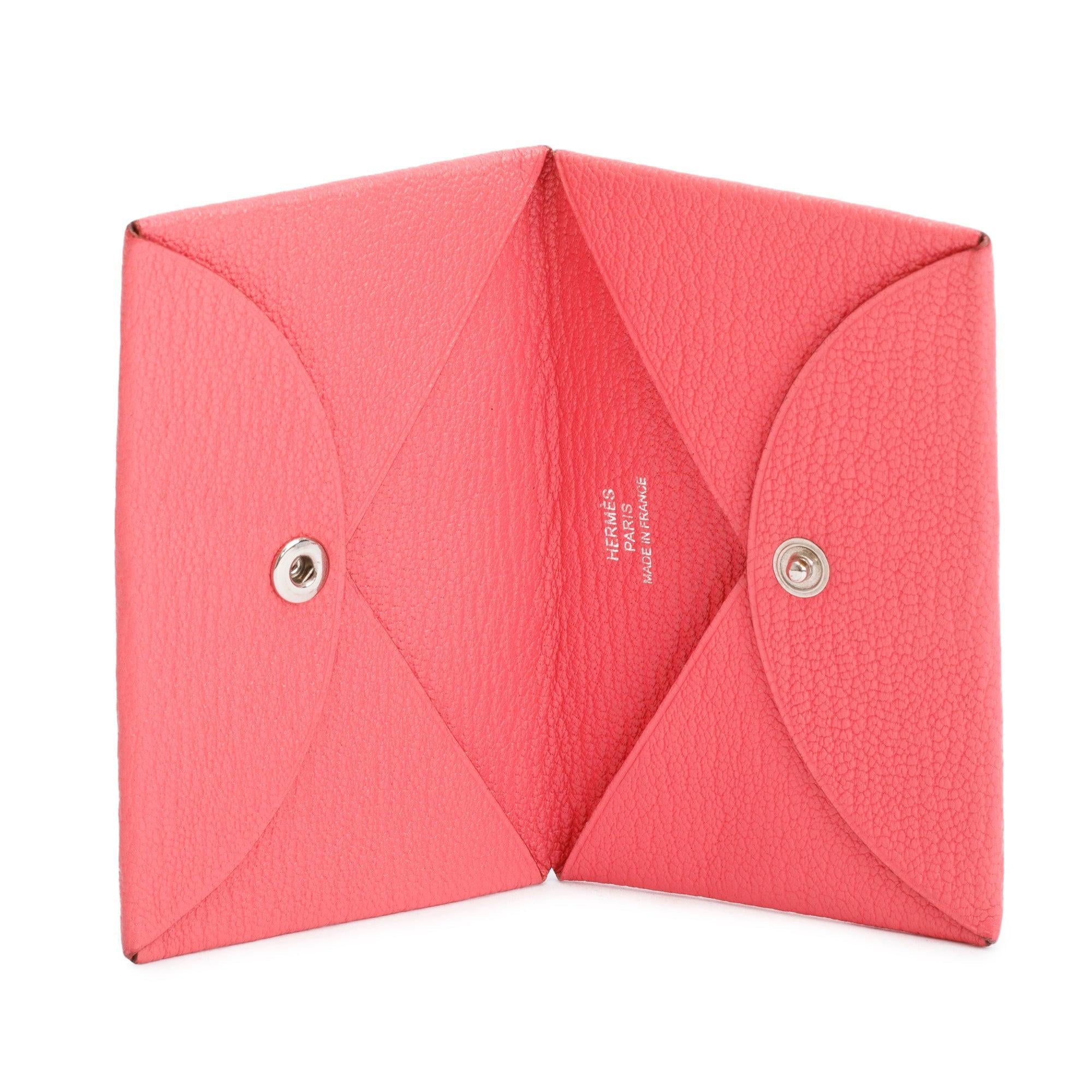 Hermes 2020 Rose Azalee Chevre Mysore Calvi Card Holder w/ Box