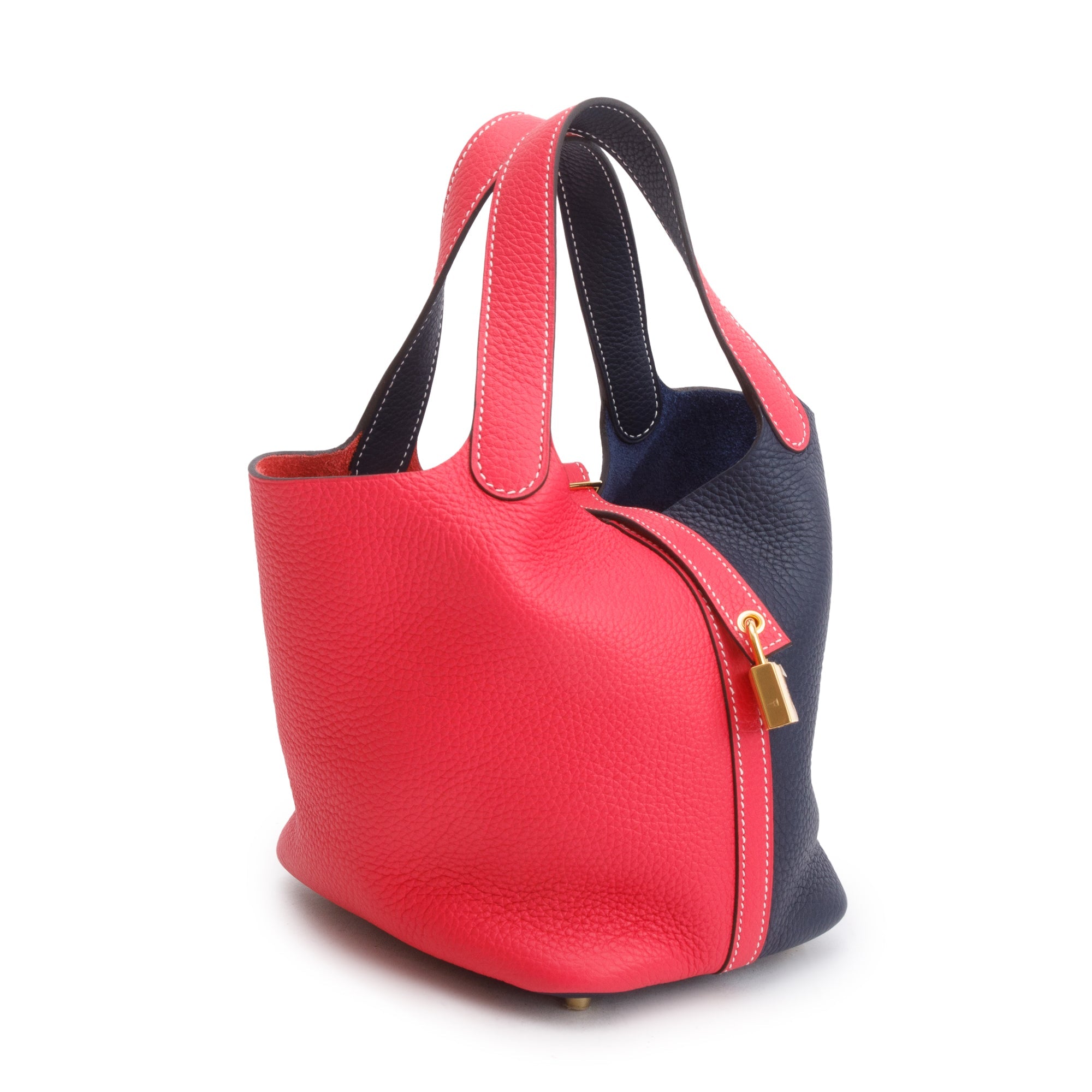 Hermes 2020 Rose Extreme/Blue Nuit Bicolor Taurillon Clemence Picotin Lock 18 w/ Box