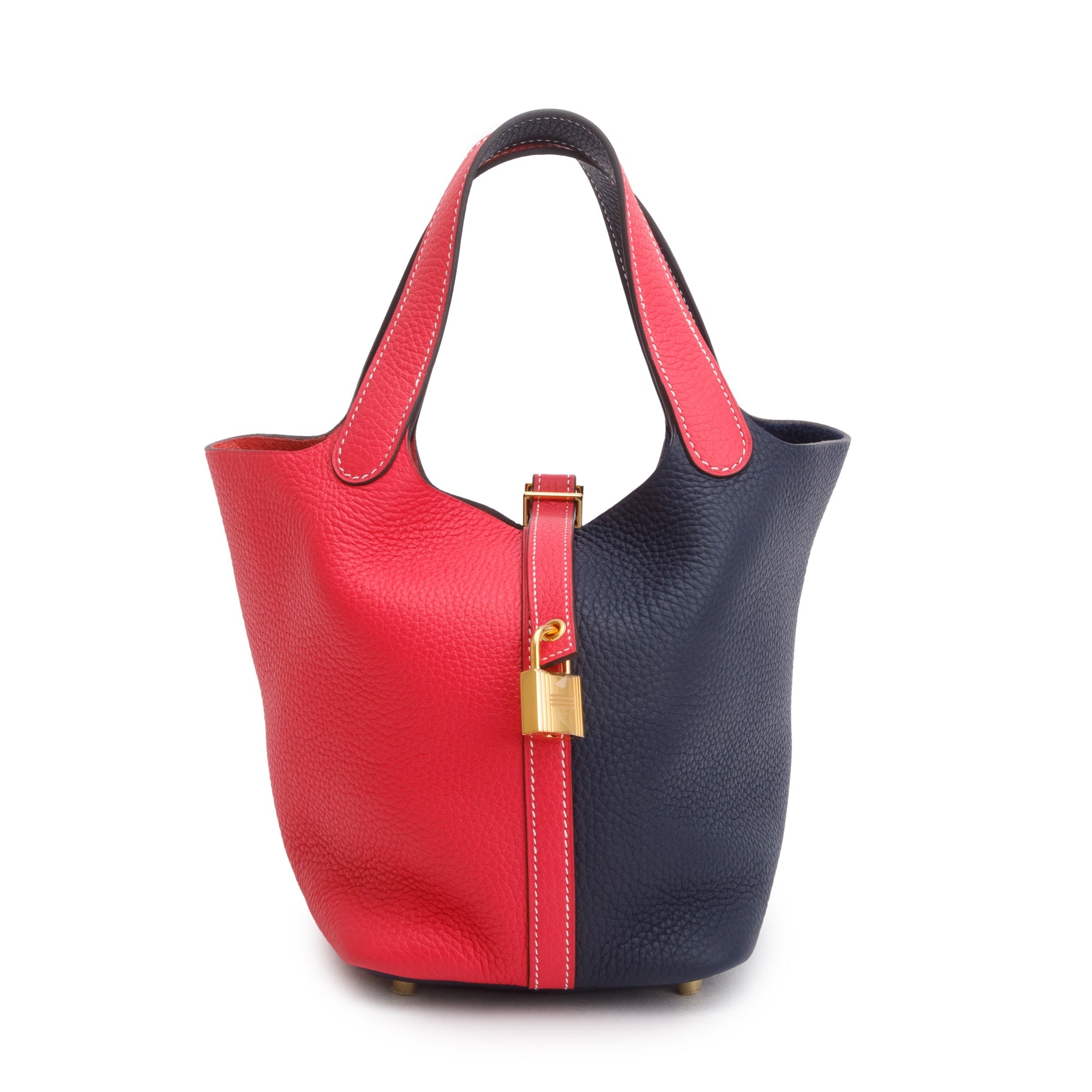 Hermes 2020 Rose Extreme/Blue Nuit Bicolor Taurillon Clemence Picotin Lock 18 w/ Box